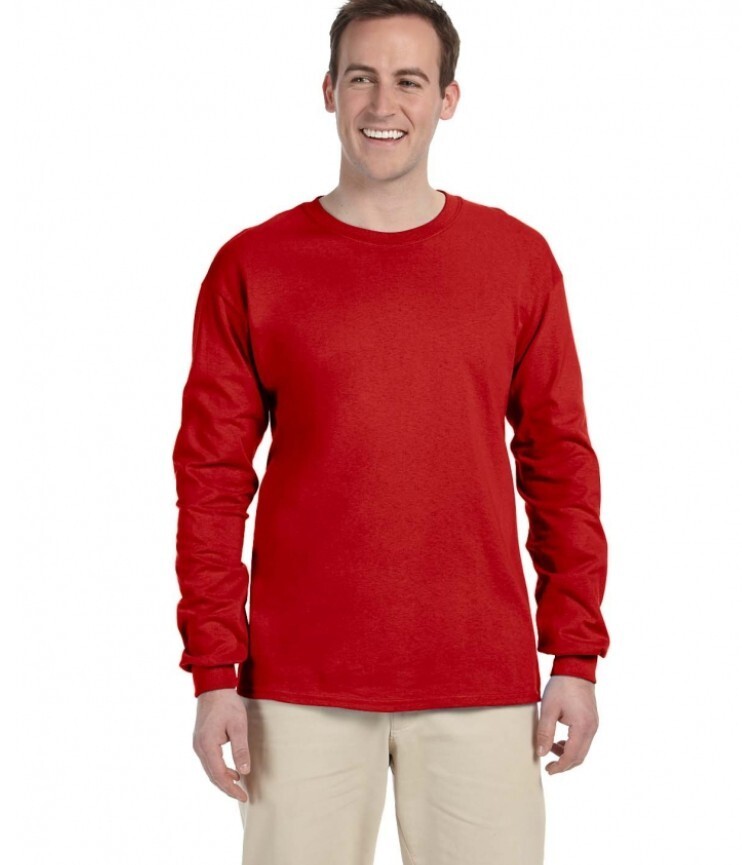Gildan Adult Heavy Cotton Long-Sleeve T-Shirt Red-Medium