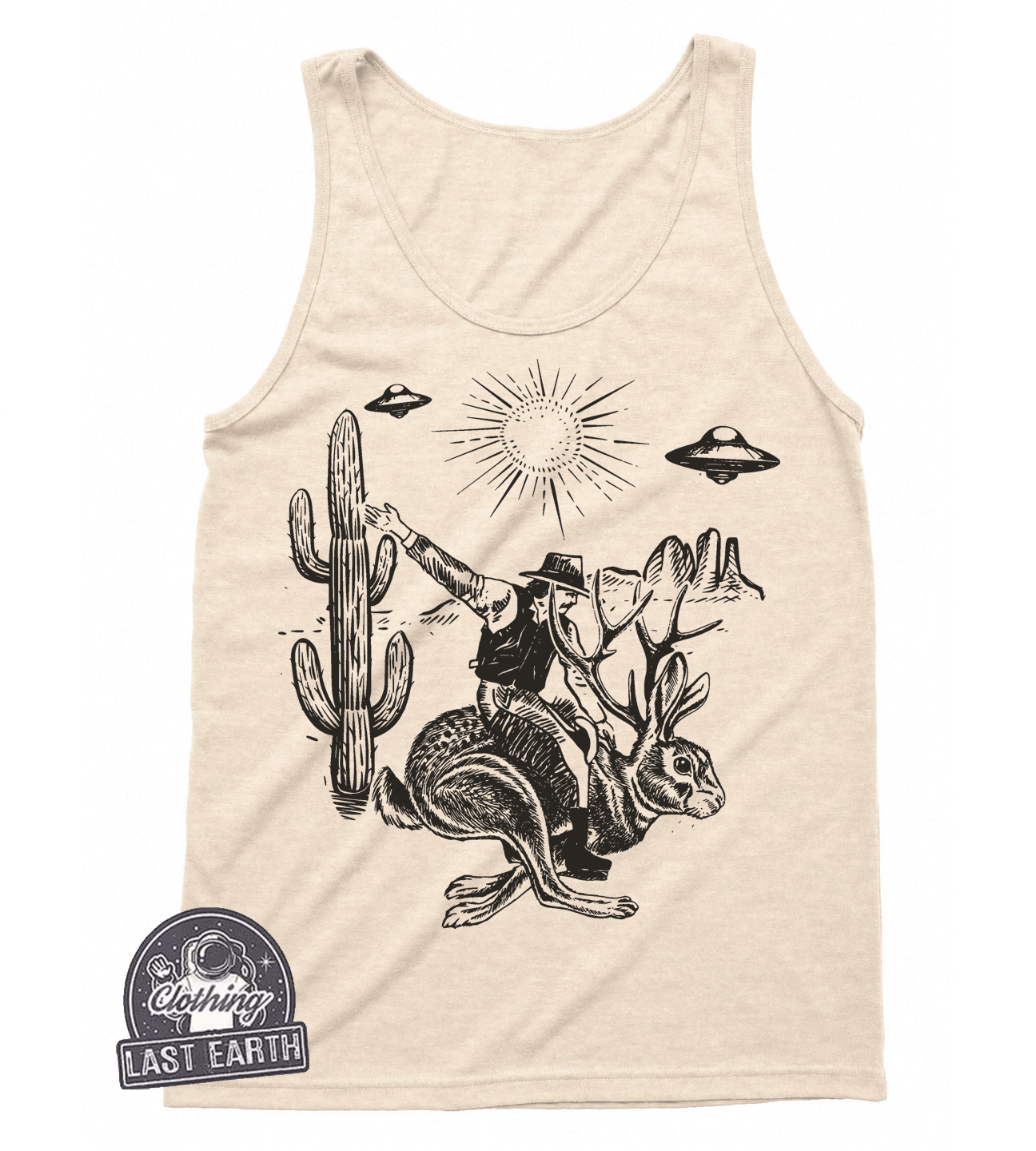 Jackalope Mens Tank, Mythological Creature Tee, Retro Cryptid Graphic Shirt