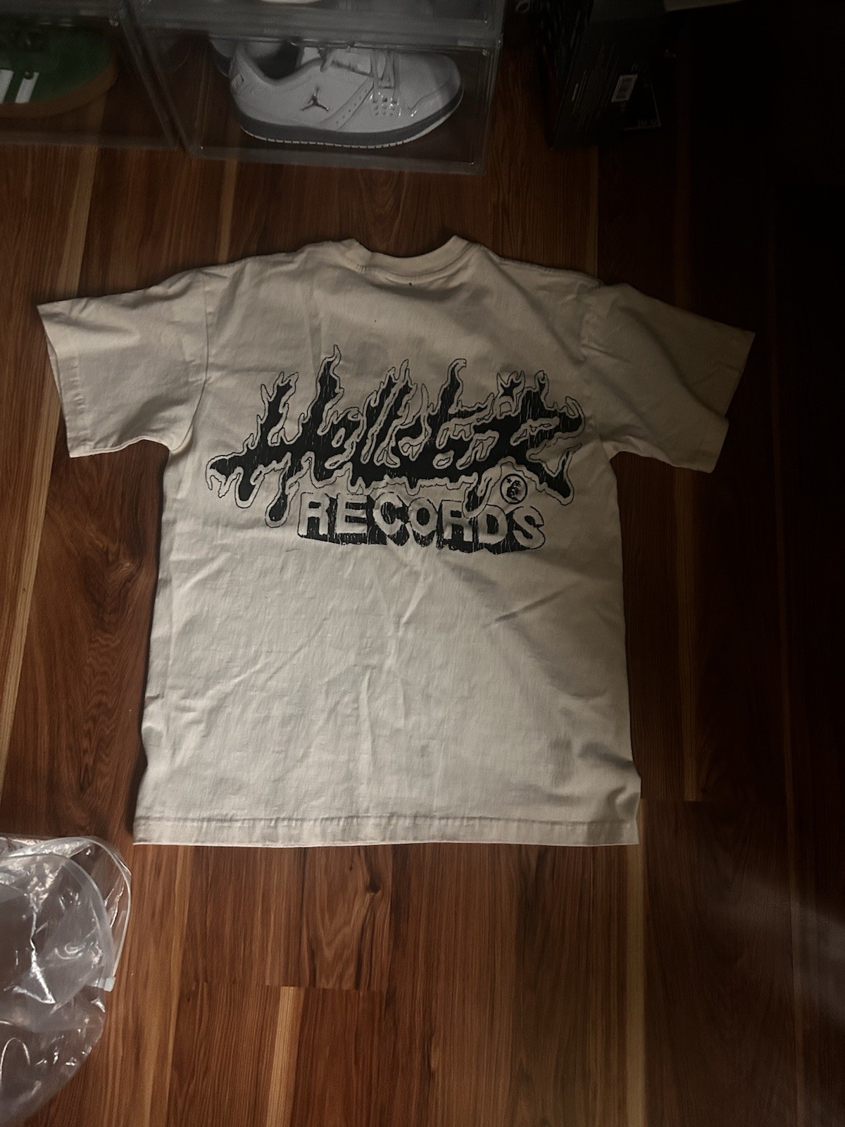 hellstar Men’s Graphic Logo Music Tee White S Cotton Knit Crew Neck Short Sleeve