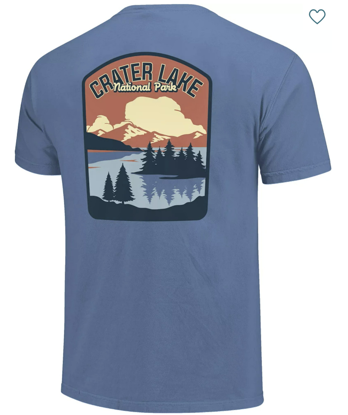 Comfort Colors Men’s Crater Lake National Park T-Shirt L Washed Denim Graphic T
