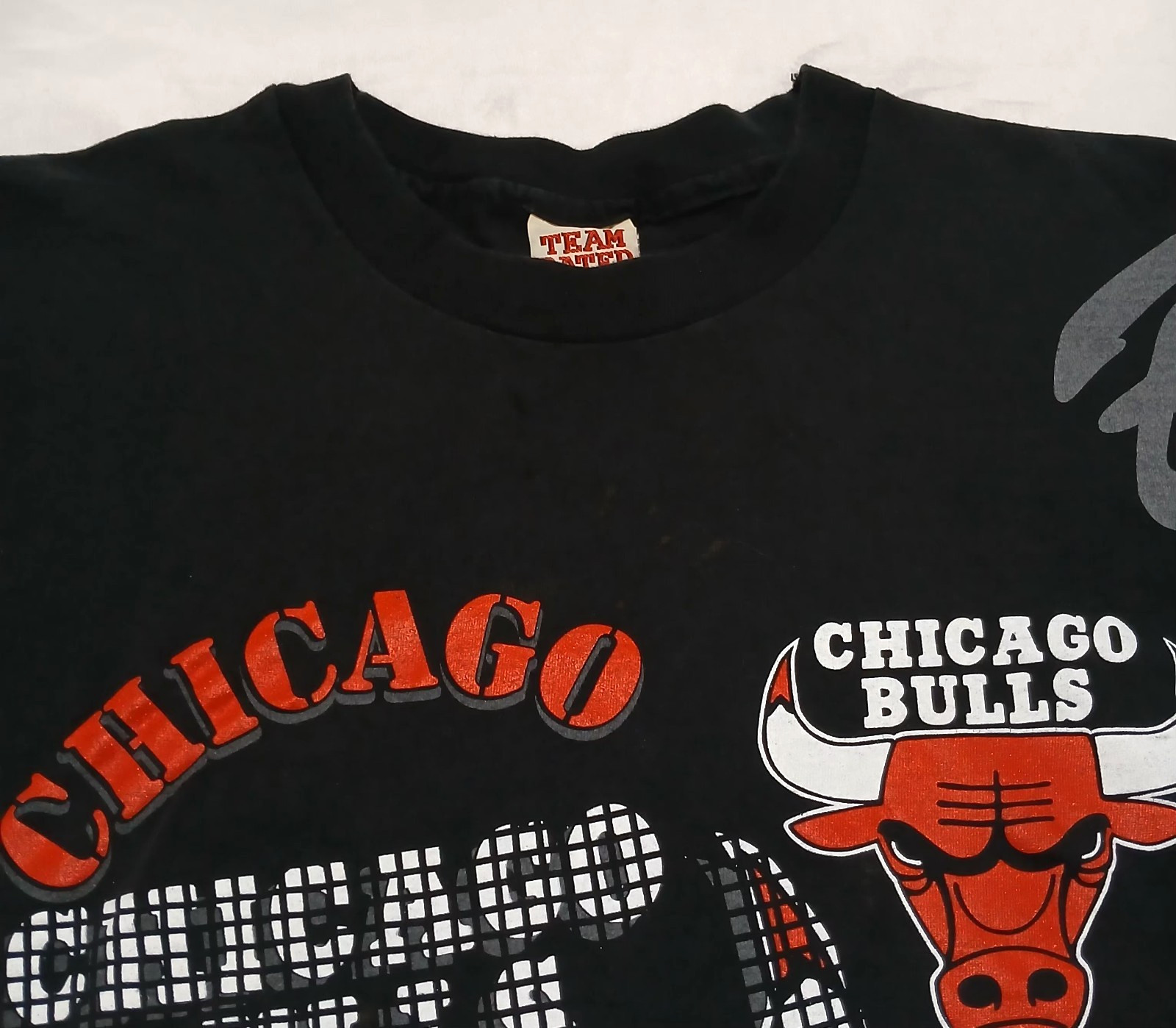 Vintage Chicago Bulls T-Shirt XL Team Rated Boxy Fit Grid Single Stitched 1991