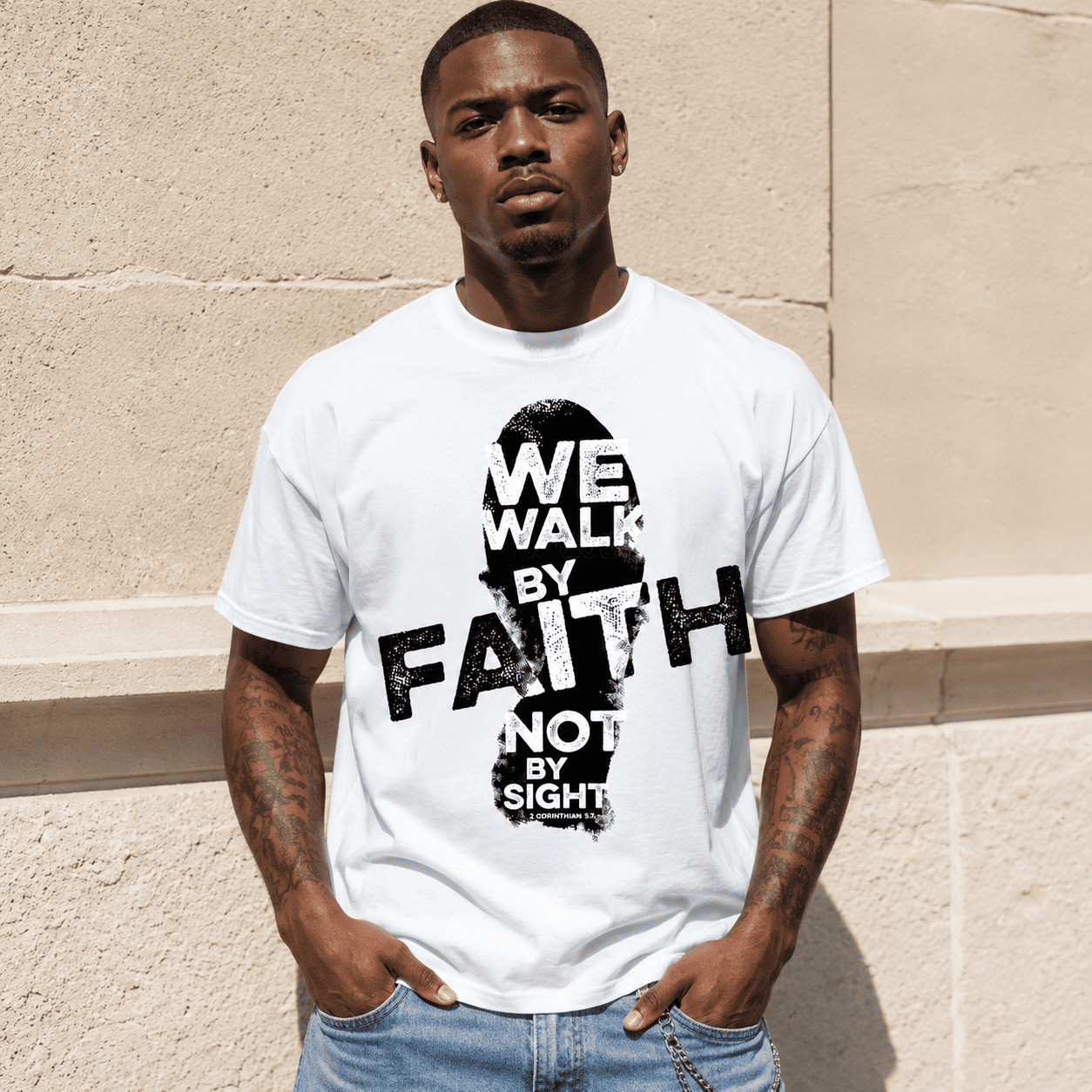 Men’s Christian Graphic Print Casual Crew Neck T-Shirt Streetwear Fashion Tee