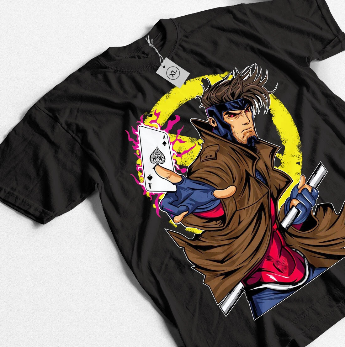 Gambit Card Trick Men’s X-Men T-Shirt Grey Unisex Shirt All Size Black