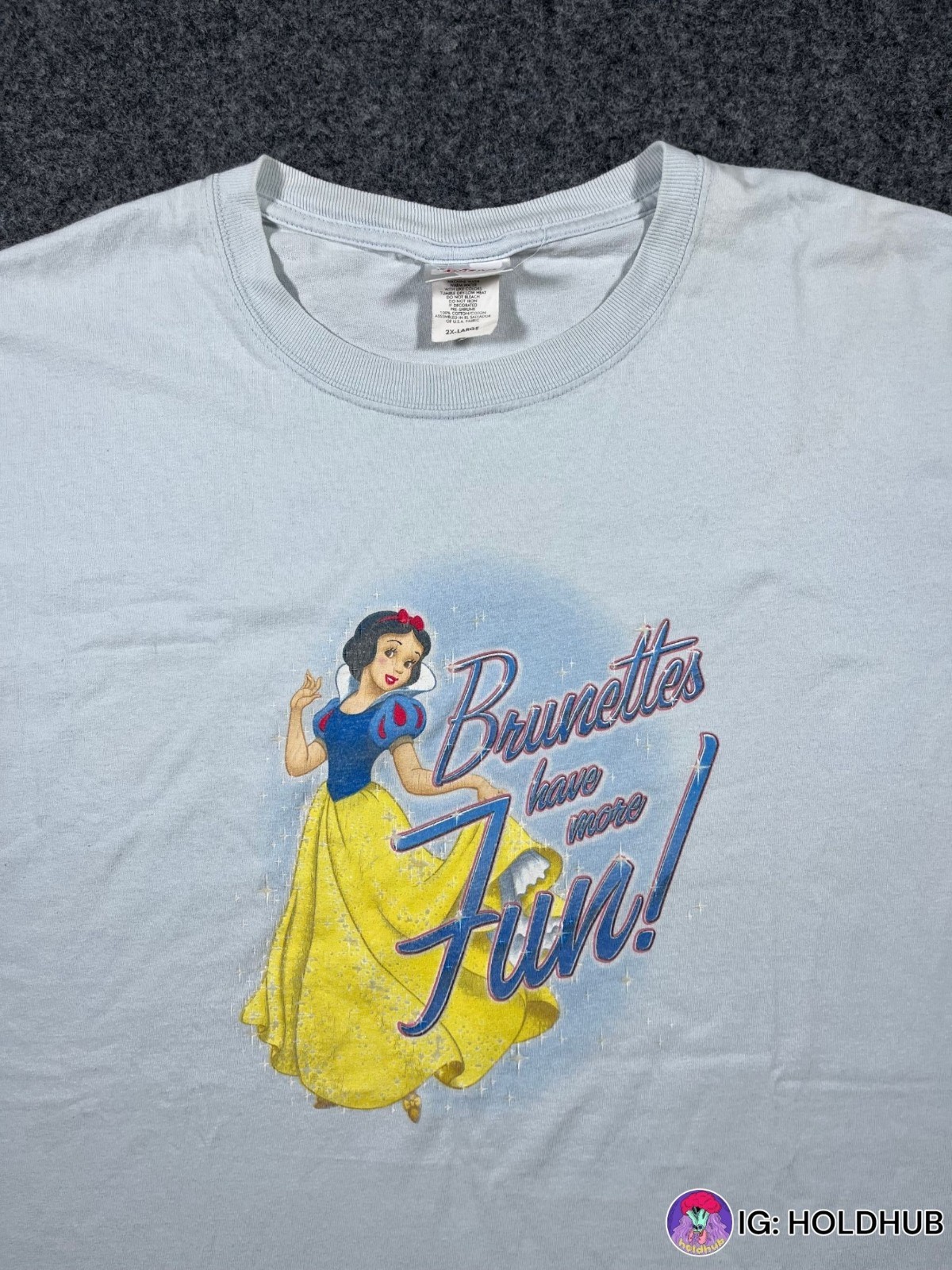 Vintage Disney Snow White Brunettes Have More Fun Graphic Tee Blue Sky 2XL