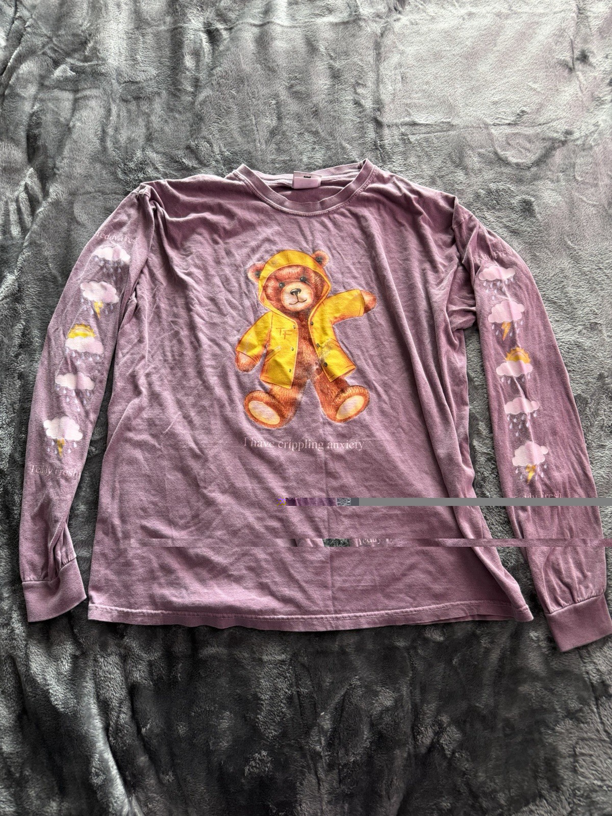 Teddy Fresh Shirt Mens XL Purple Long Sleeve Crippling Anxiety