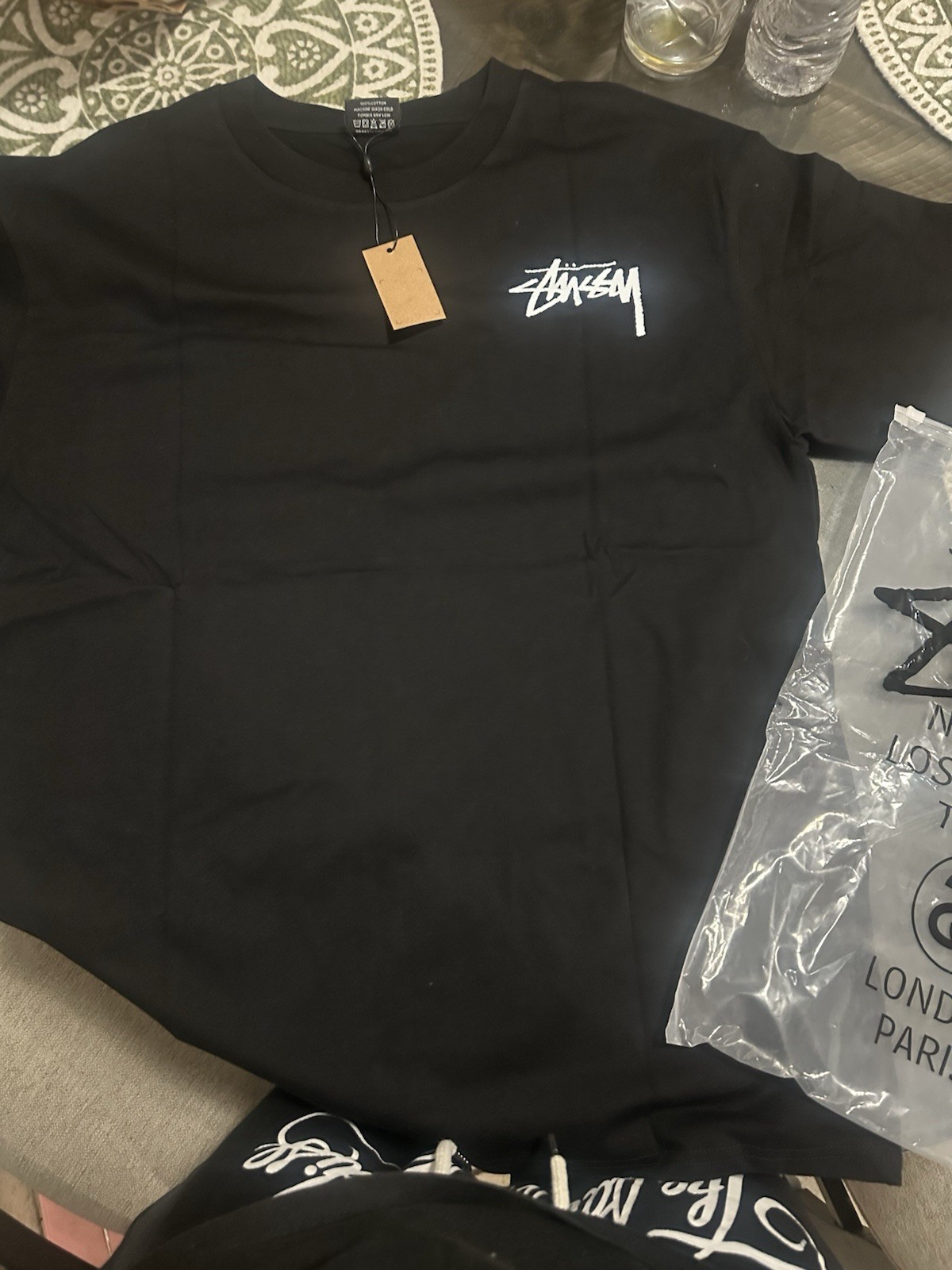 Stüssy Men’s M Black Short Sleeve Crew Neck Graphic Logo Dice T-Shirt