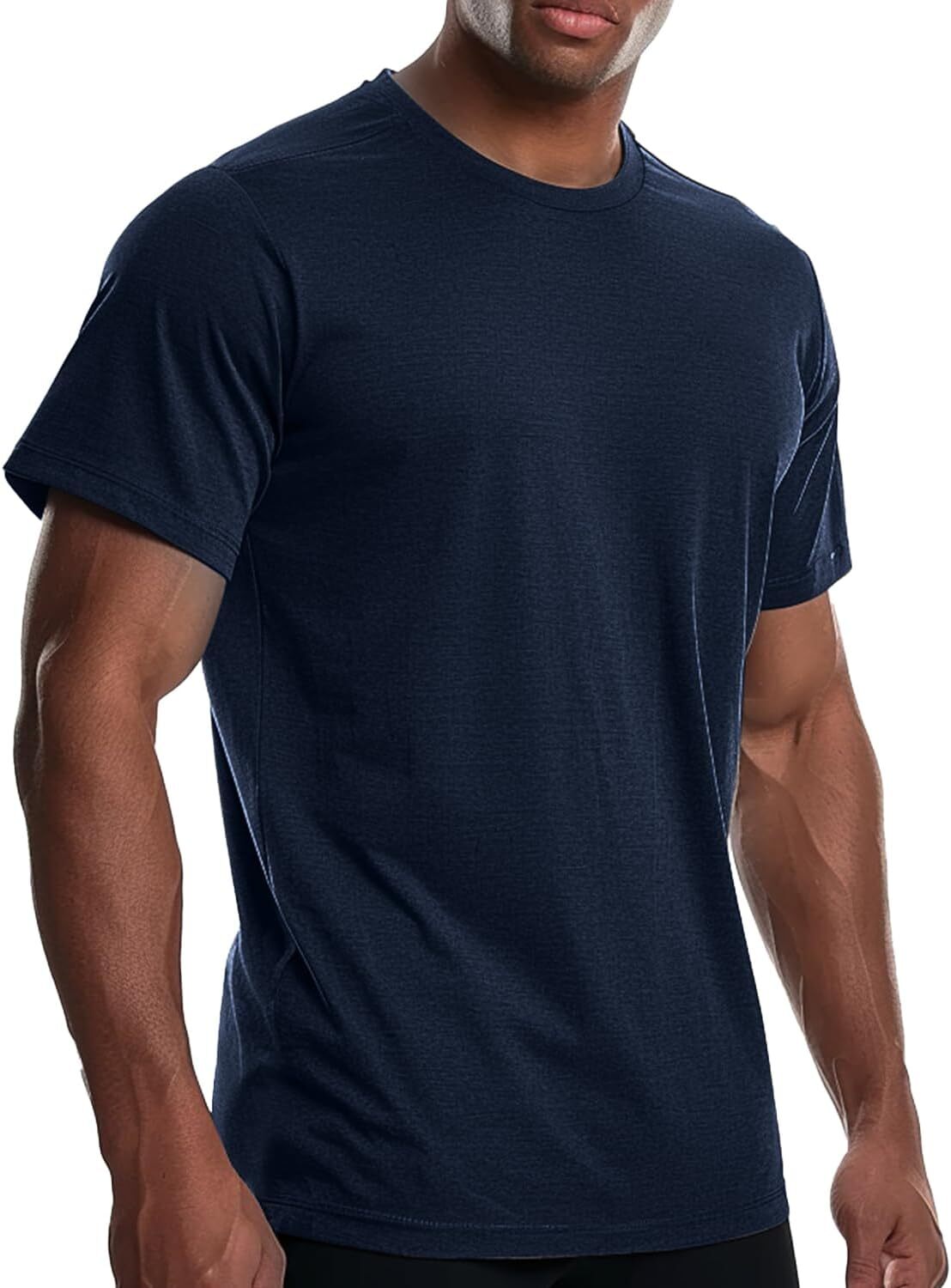 Men’s Cooling Dry Fit Athletic T Shirt Moisture Wicking Anti Odor Bamboo Short