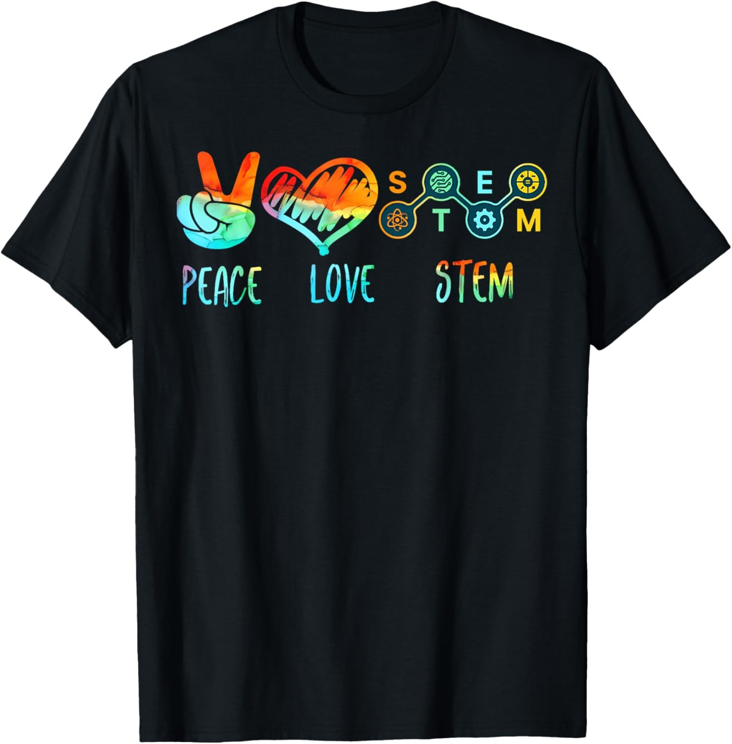 Tie Dye Peace Love And STEM, Back to School STEM Special Tee T-Shirt