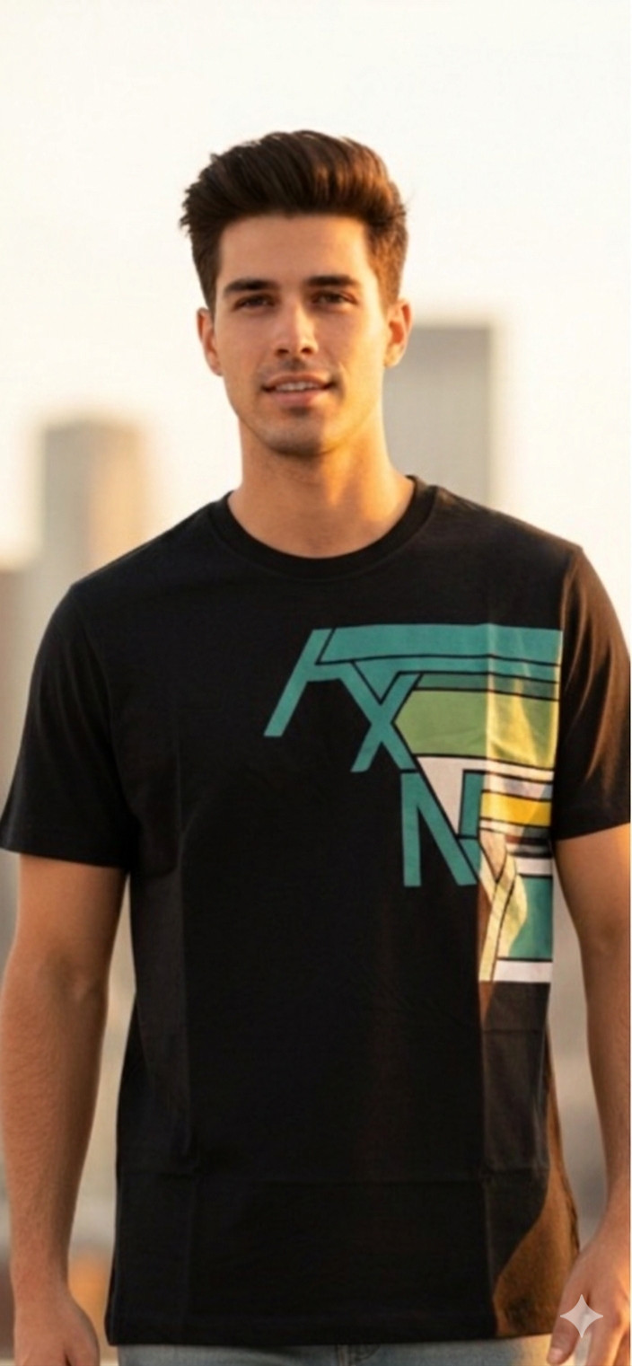 $50 ARMANI EXCHANGE Black AX-04 Short Sleeve Slim Fit Designer T-shirt NWT