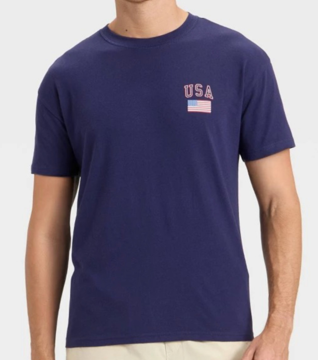Crewneck NAVY Blue USA flag print Soft feel Goodfellow Cotton Blend M or XXL