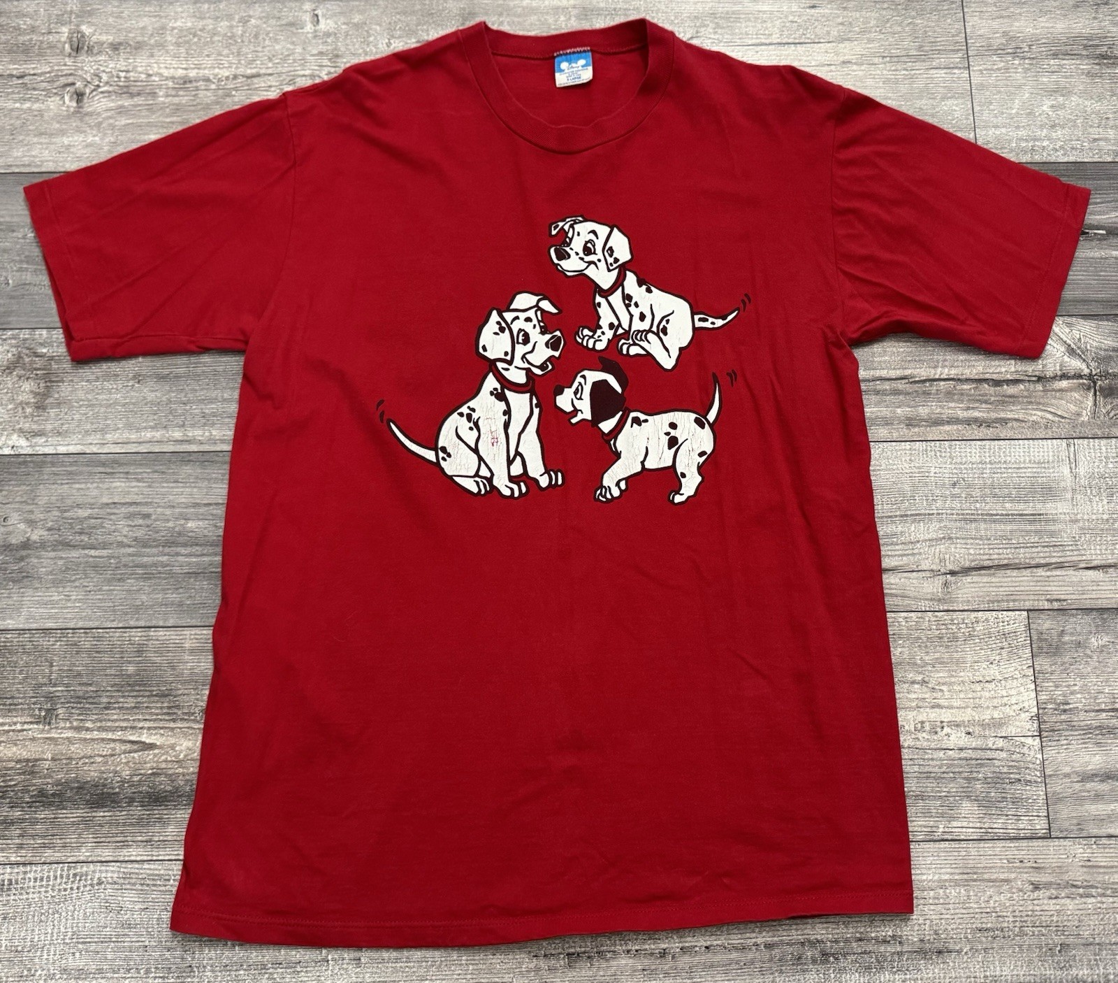Vintage Disney 101 Dalmatians Movie Shirt Mens Size XL Dogs Red Made In USA Tee