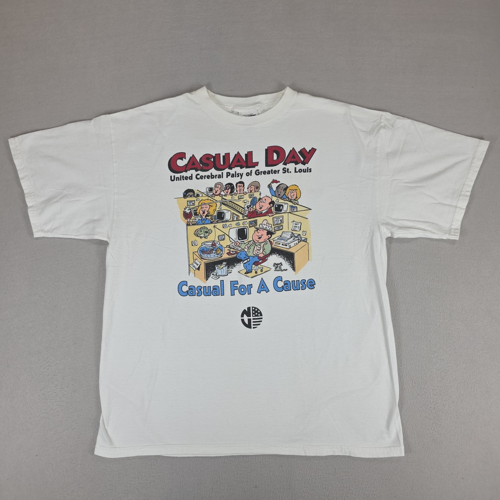Vintage United Cerebral Palsy Casual Day Shirt Mens XL White St. Louis Cartoon