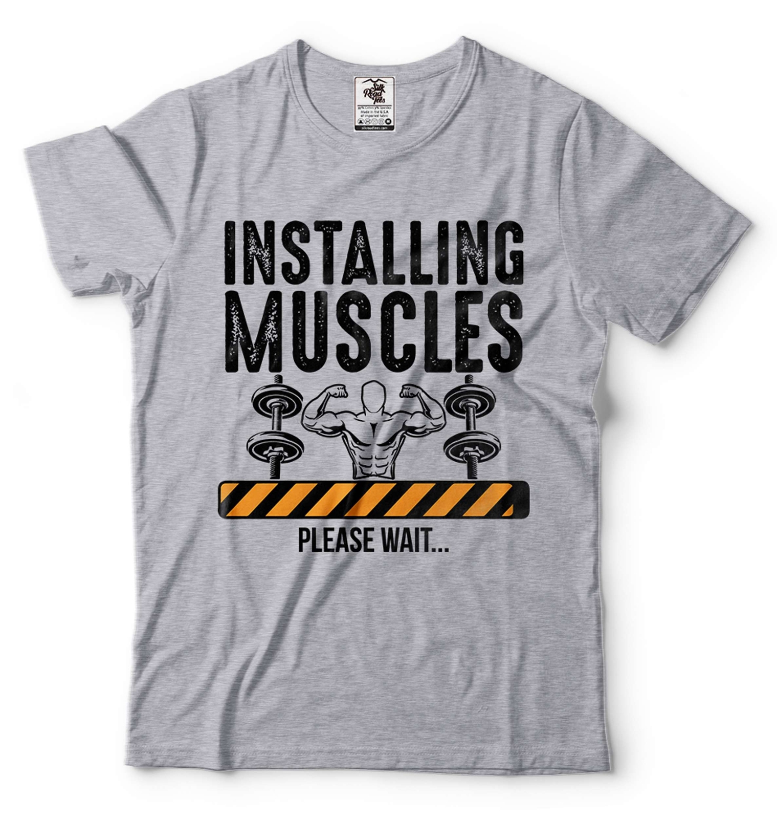 Mens Installing Muscles Shirt Gym Shirts Bodybuilder Shirt Funny Gym Joke Tees
