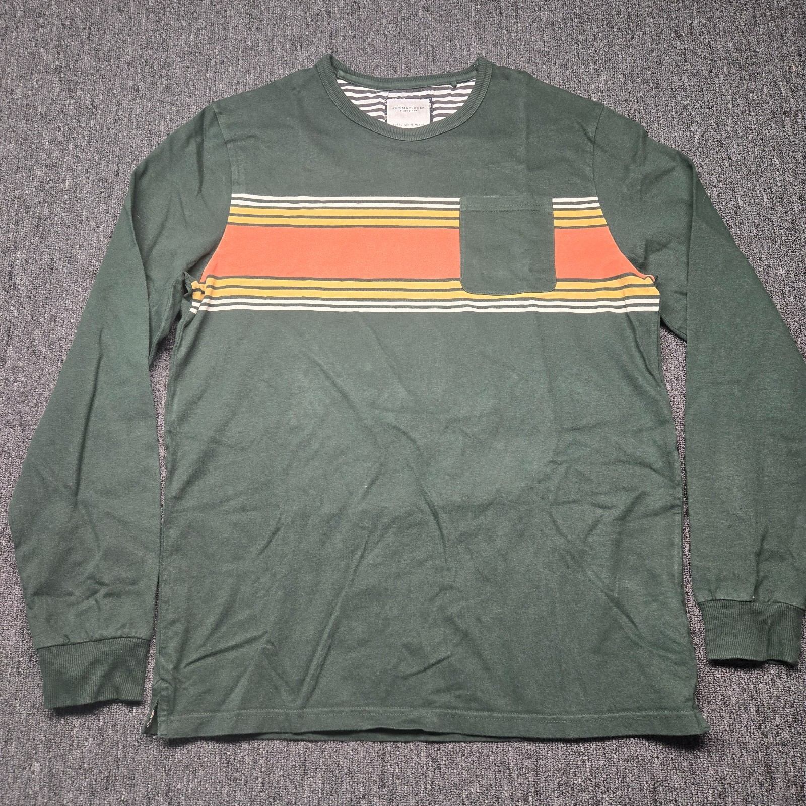 Denim Flower Ricky Singh Mens XL Green Pullover Sweatshirt Long Sleeve Casual