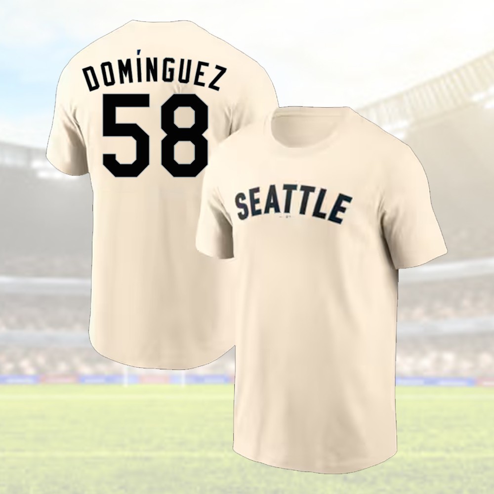 ⭐️Welcome Seranthony Domínguez #58 To Seattle Baseball 2026 Name & Number Tee