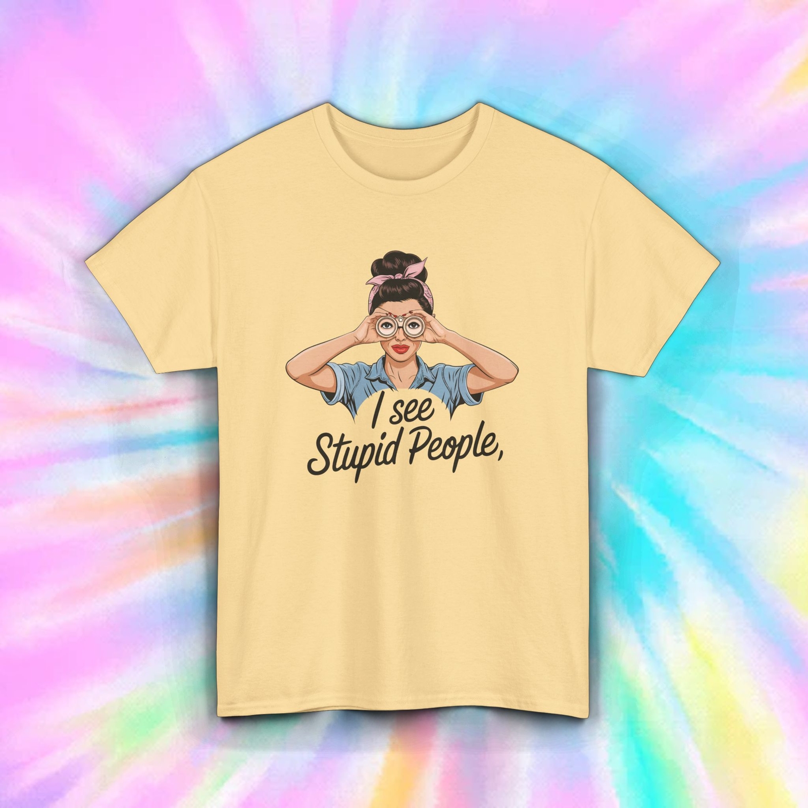 I See Stupid People Shirt Funny Sarcastic Humor Retro Pop Art Tee S-5XL