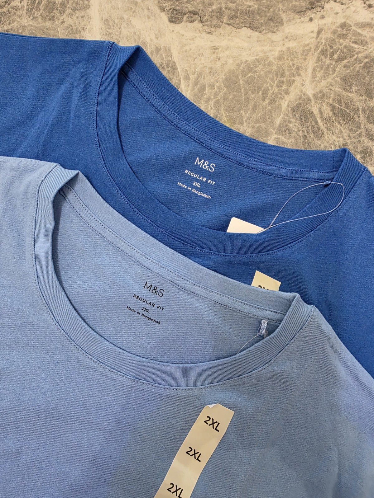 M&S Regular Fit Pure Cotton Crew Neck T-Shirt ~ LONG LENGTH ~ 2 PACK ~ Size 2XL