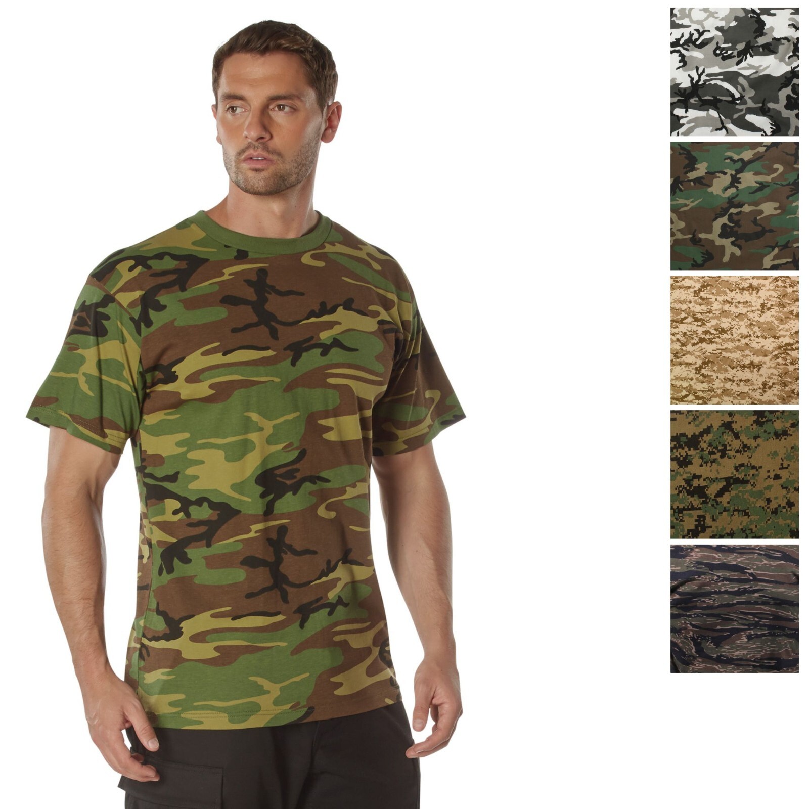 100% Cotton Camo T-Shirt – Men’s 5oz. Camouflage Crewneck Short Sleeve Tee