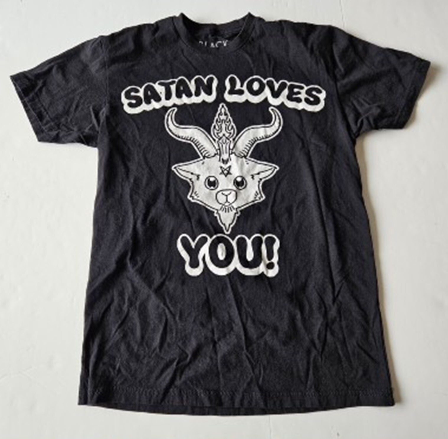 Black Craft Cult Satan Loves You T-Shirt, Black Size Small