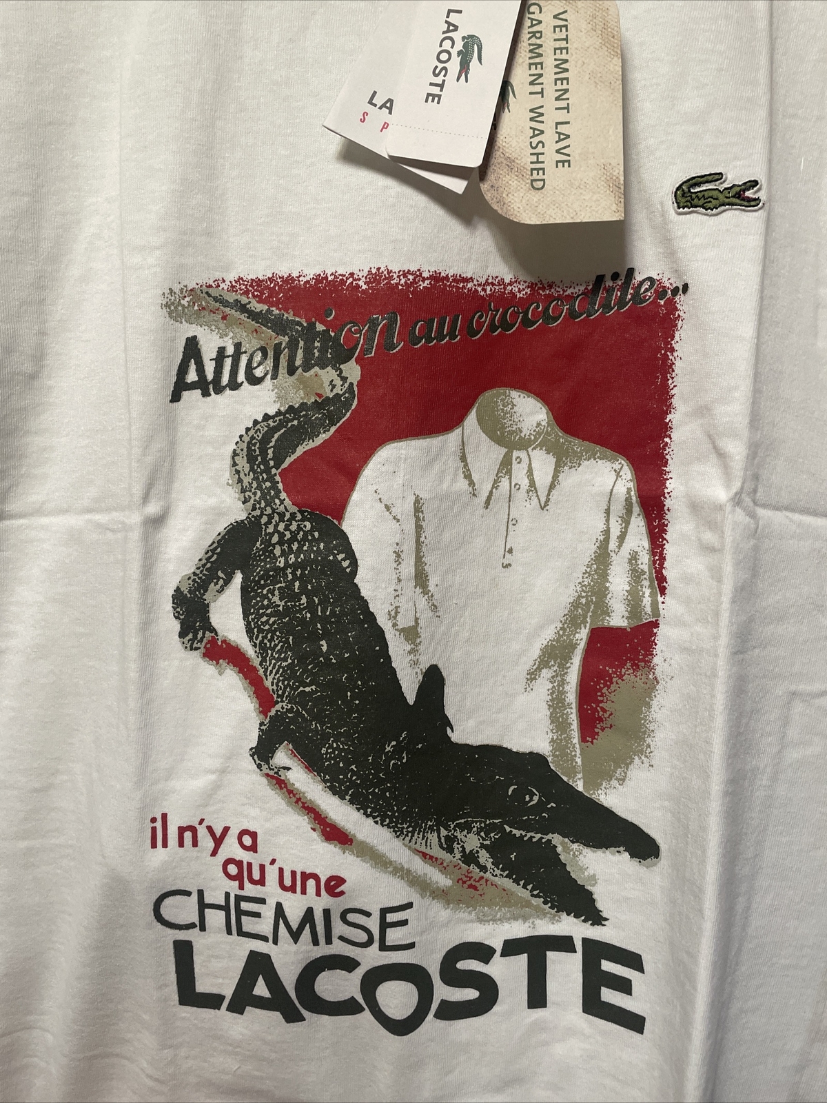 LACOSTE SPORT T-Shirt SIZE 5 / M Chemise Crew Neck Tee CROC