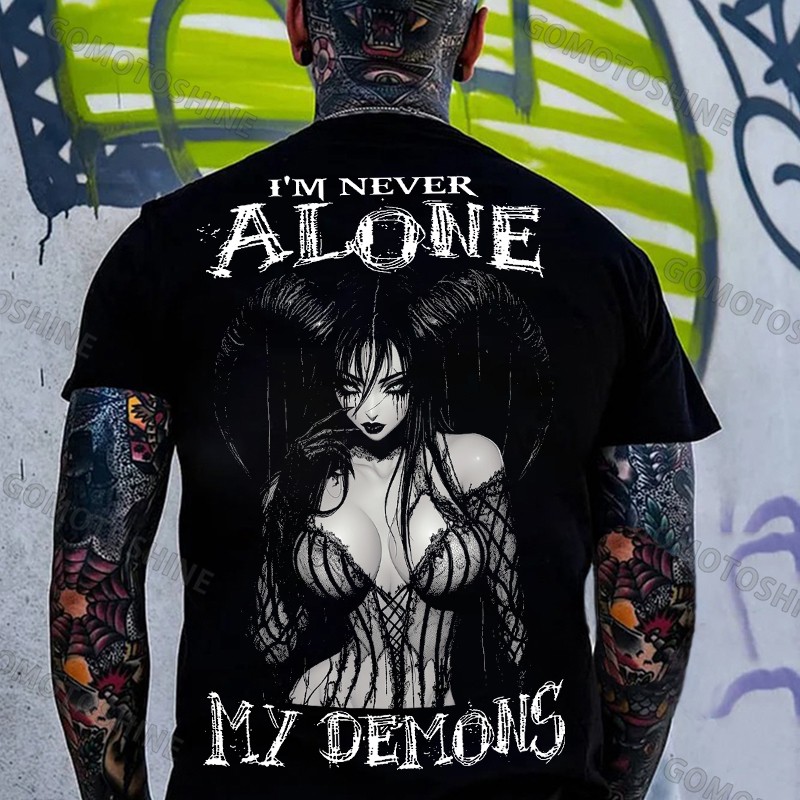 I’M NEVER ALONE MY DEMONS Sexy Devil Girl Print Men’s T-shirt