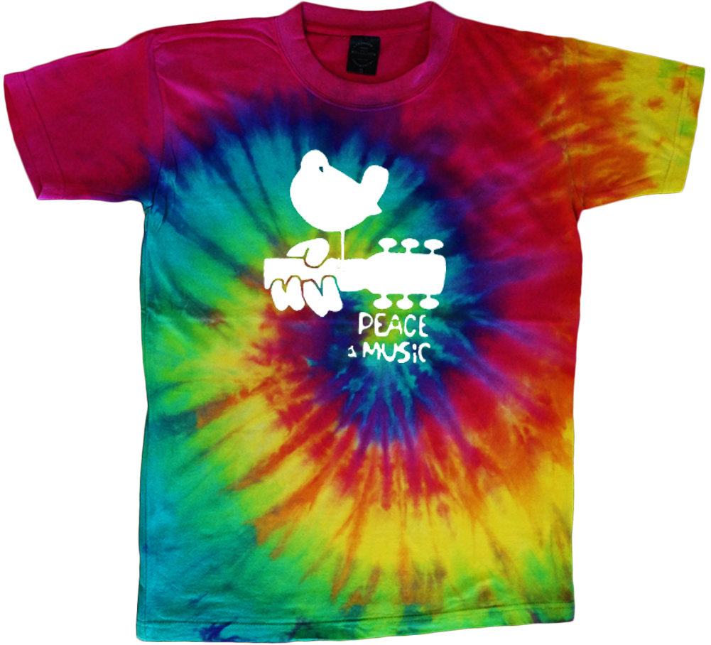 Woodstock tie dye t-shirt peace and music shirt tie dyed guitar shirt tee shirt