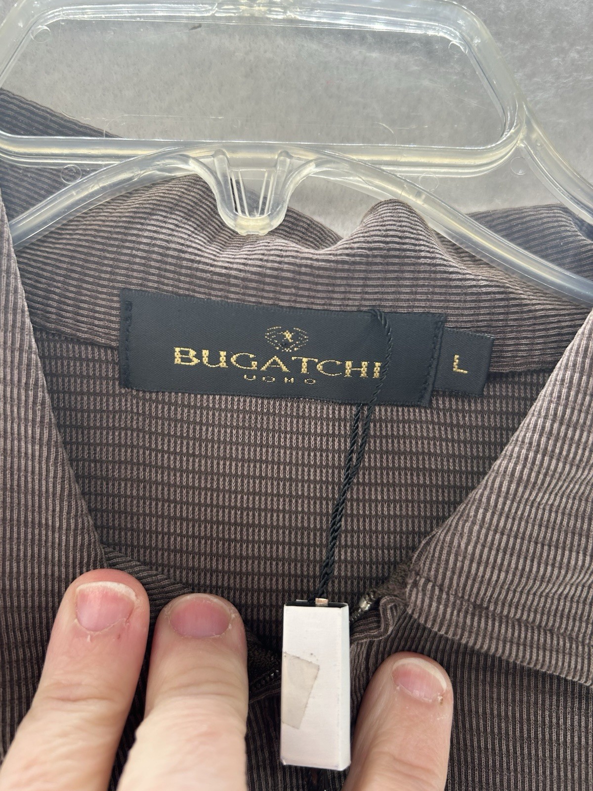 Bugatchi Uomo Long Sleeve Quarter Zip Large Mens Shirt Truffle Brown NWT