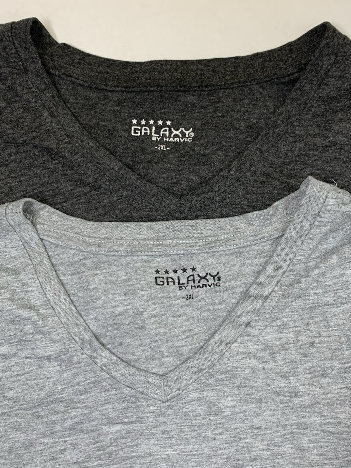 Galaxy By Harvic Grey V-neck Jersey Basic Short Sleeve T-Shirt Lot Of 2 Size 2XL