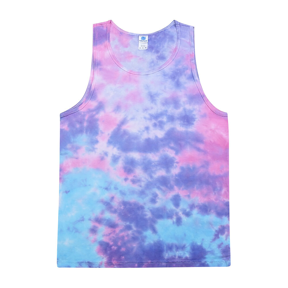 Multi-Color Tie Dye Tank Tops Sleeveless T-Shirts Adult XXL, 100% Cotton