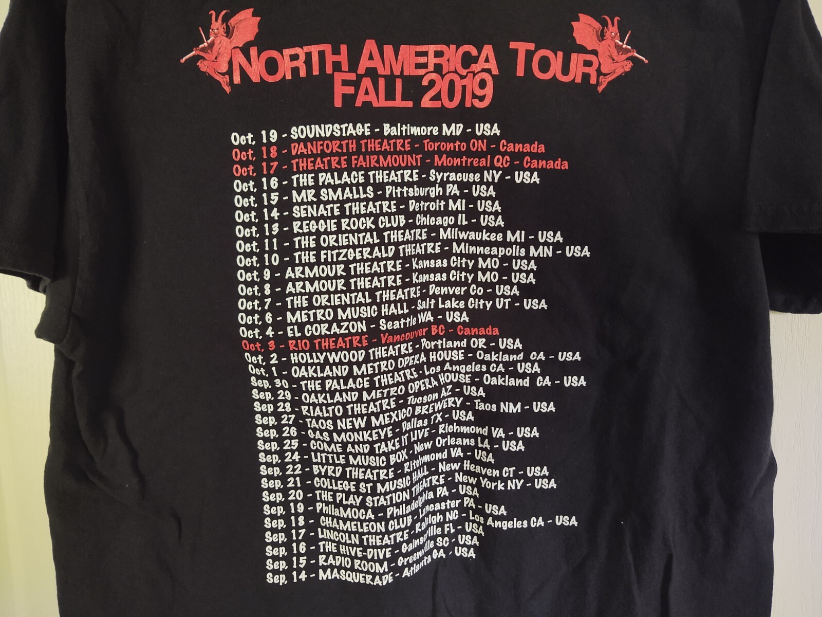 Goblin Claudio Simonetti Deep Red 2019 Tour T-Shirt Size Large SS