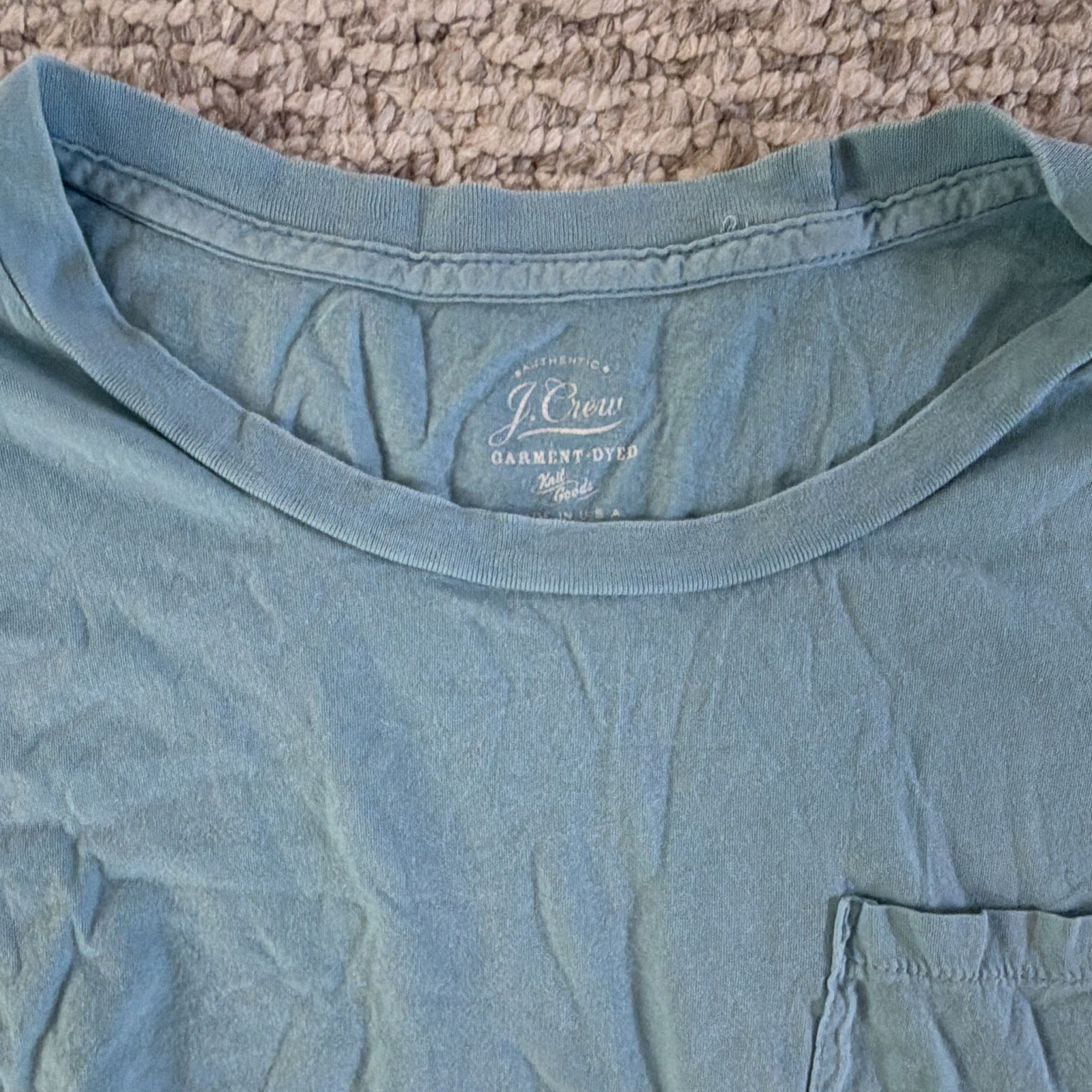 J.Crew Men’s Blue Solid Cotton Jersey Crew Neck Pocket Tee Short Sleeve M