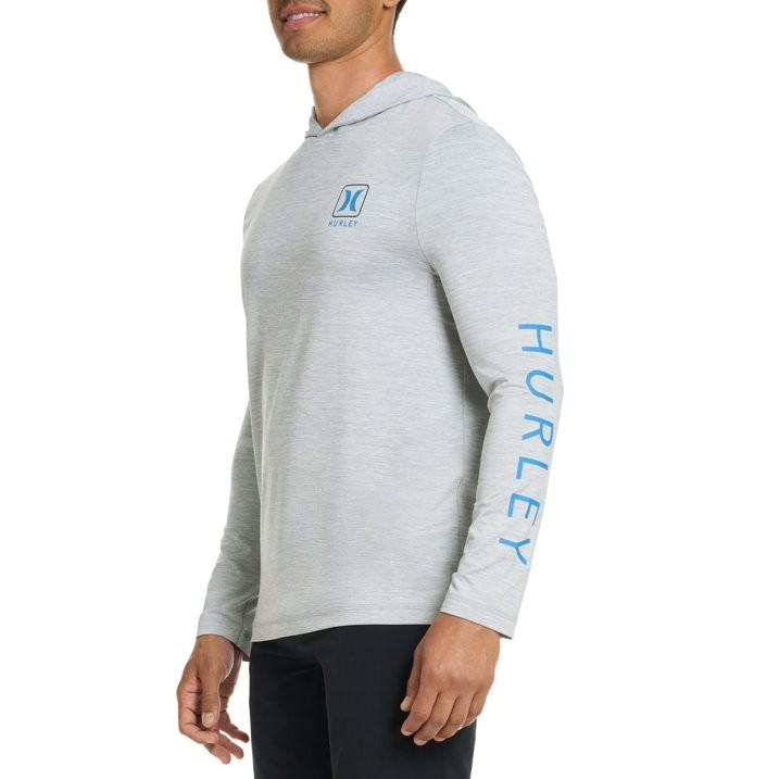 Hurley Men’s Sunny Side Hybrid Stretch Hooded UV T-Shirt Size XXL Light Grey
