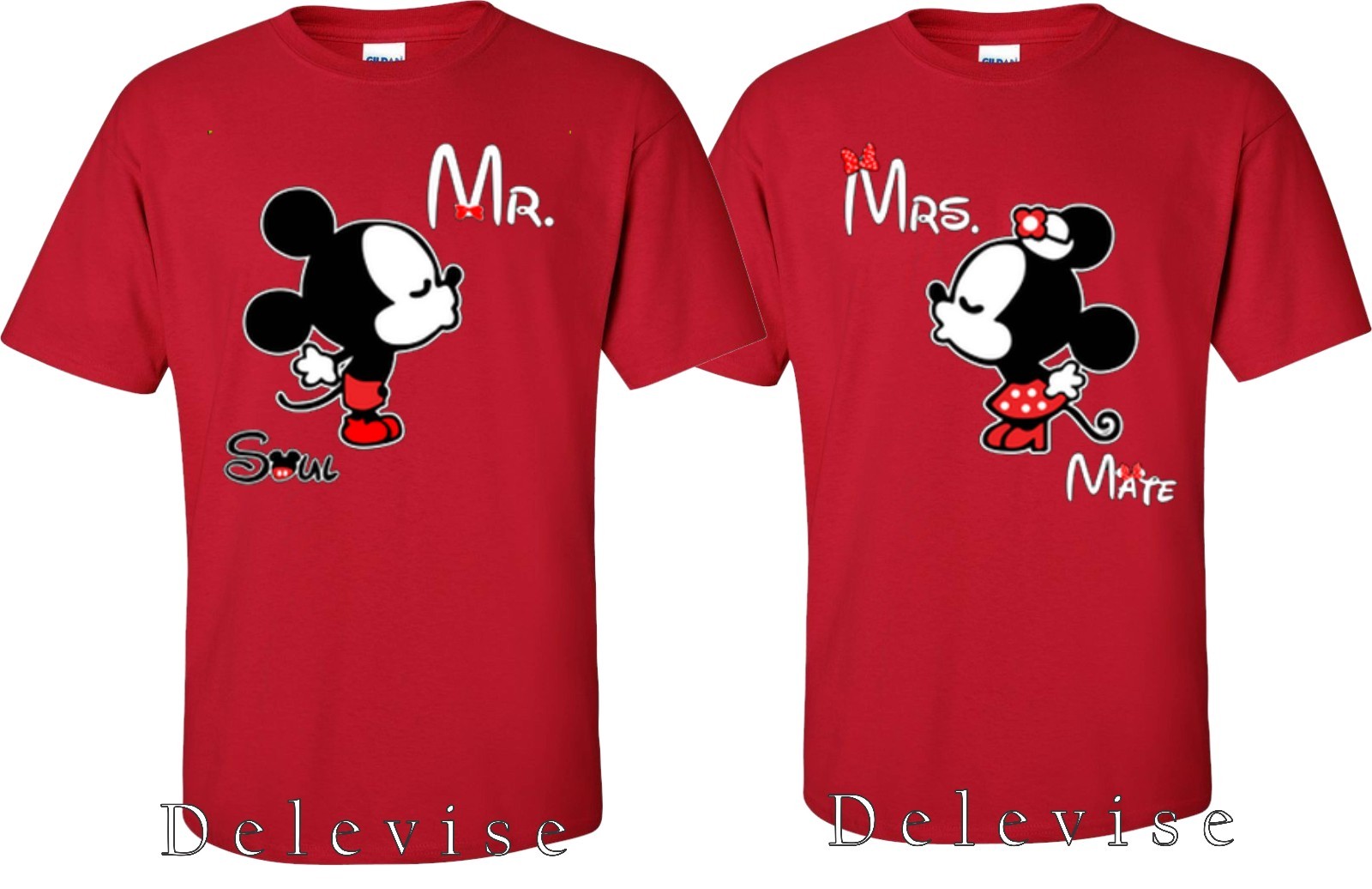 Mickey and Minnie Soul Mate LOVe Couple matching funny cute T-Shirts S-4XL