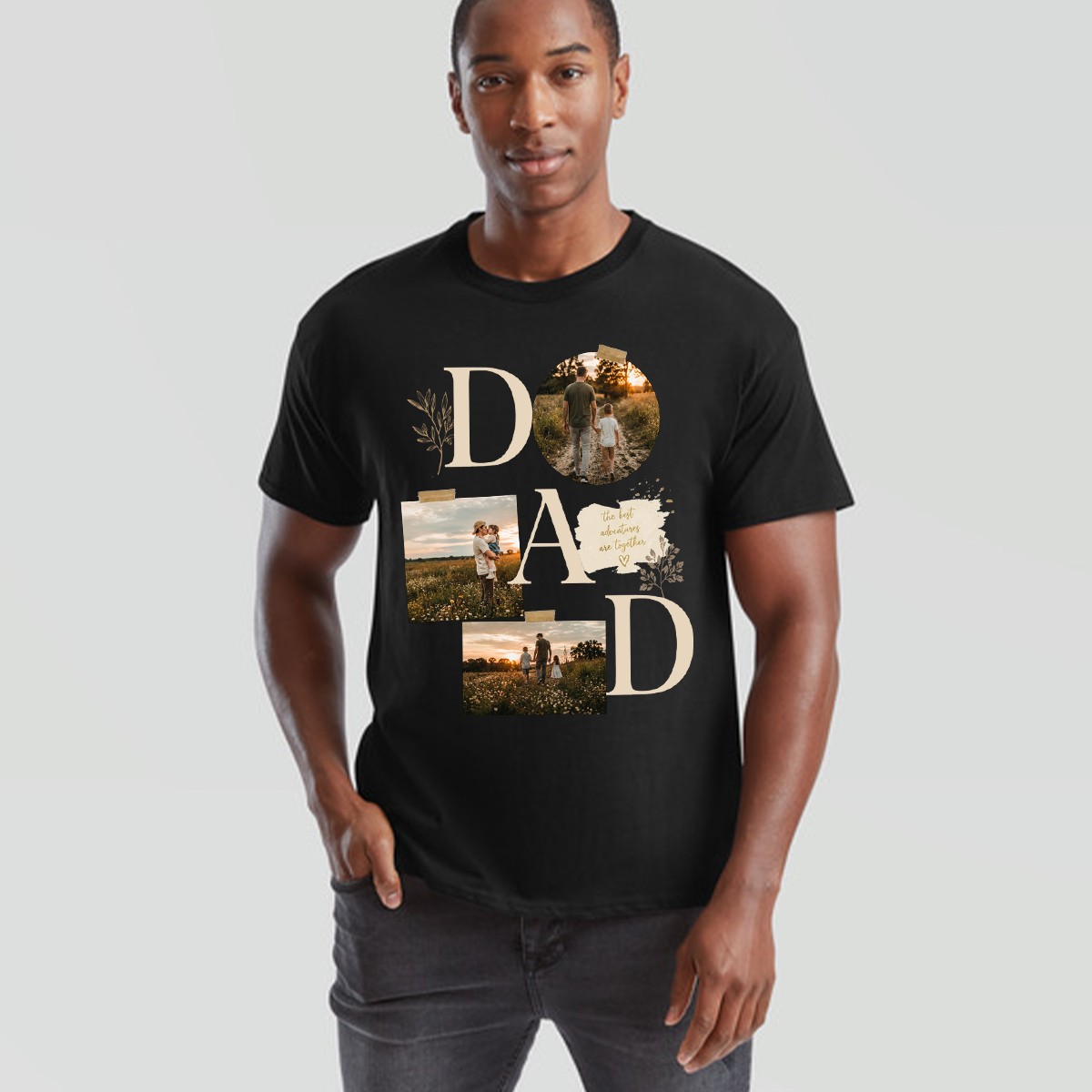Personalised Mens T Shirt Custom Add Your Photo Text Front Back Print Tee