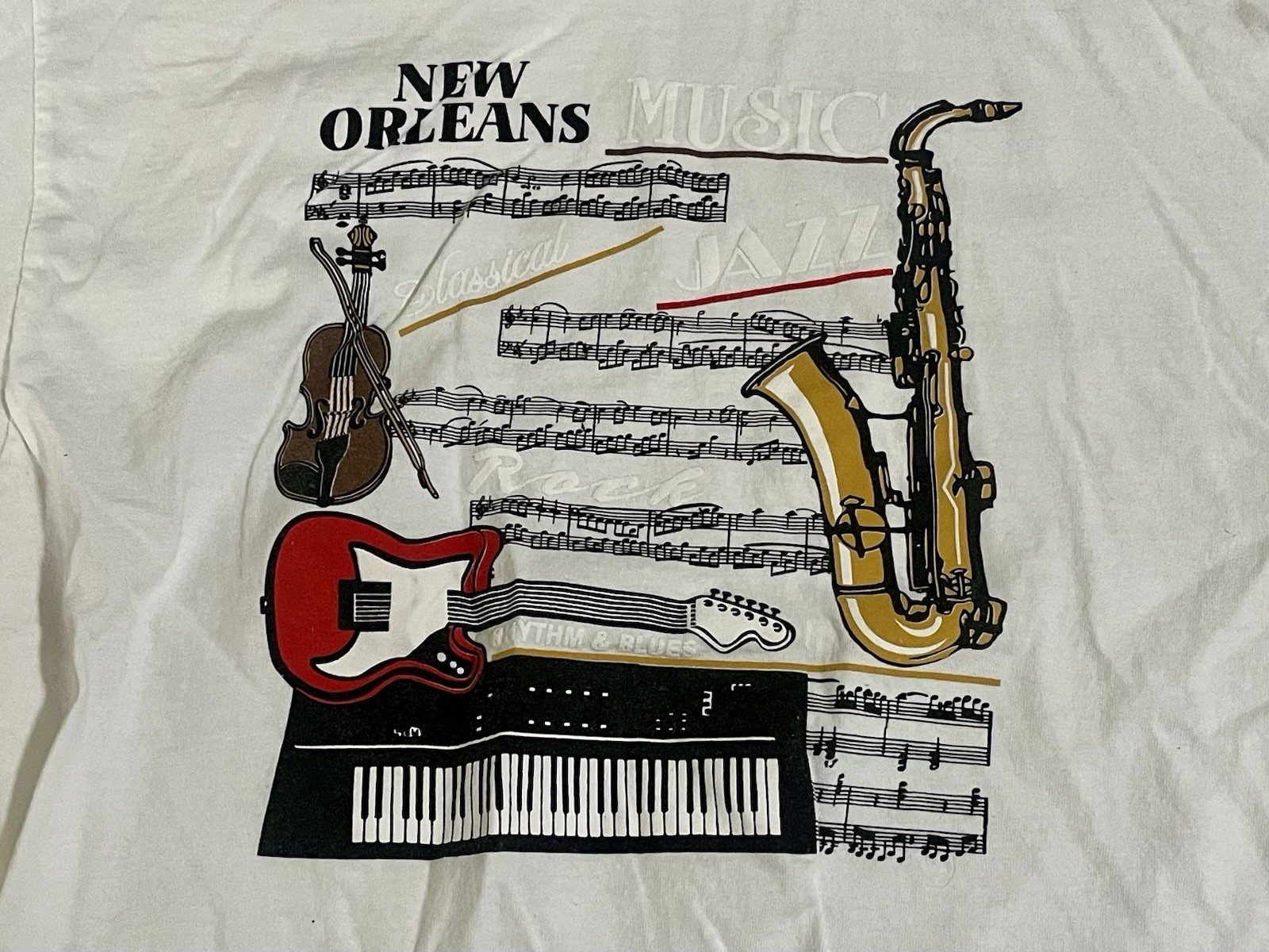 Vintage New Orleans Jazz Music Tourist T Shirt White Size Maybe Large