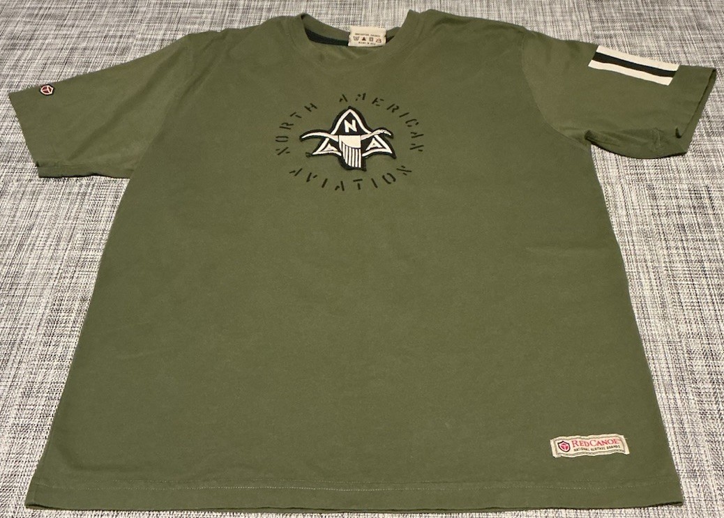 North American Aviation T-shirt Mens Green Short Sleeve Cotton Size XL