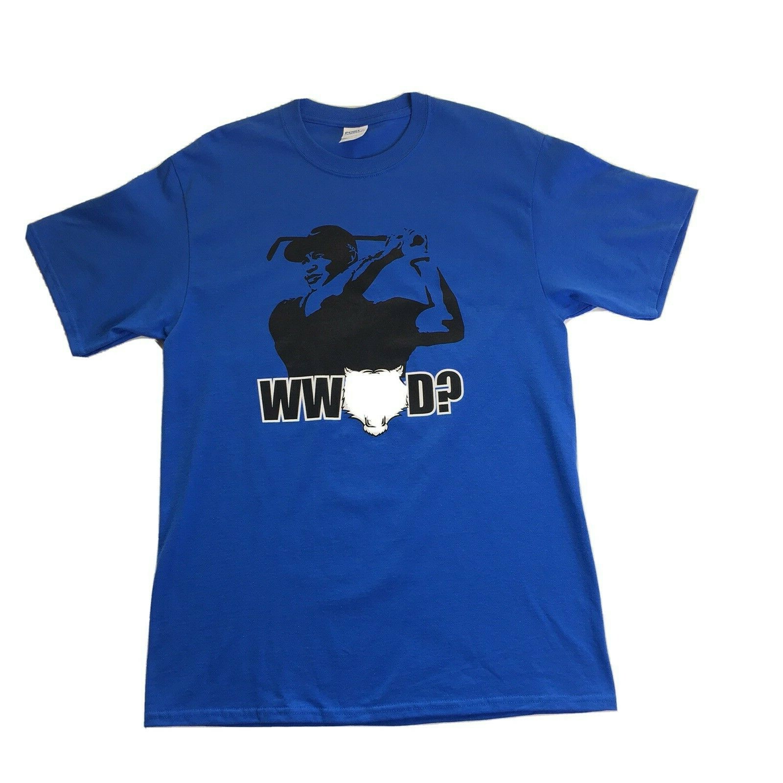 Mens WWTD? T-Shirt Blue Size M WHAT WOULD TIGER DO? Golf Tiger Woods NEW RARE