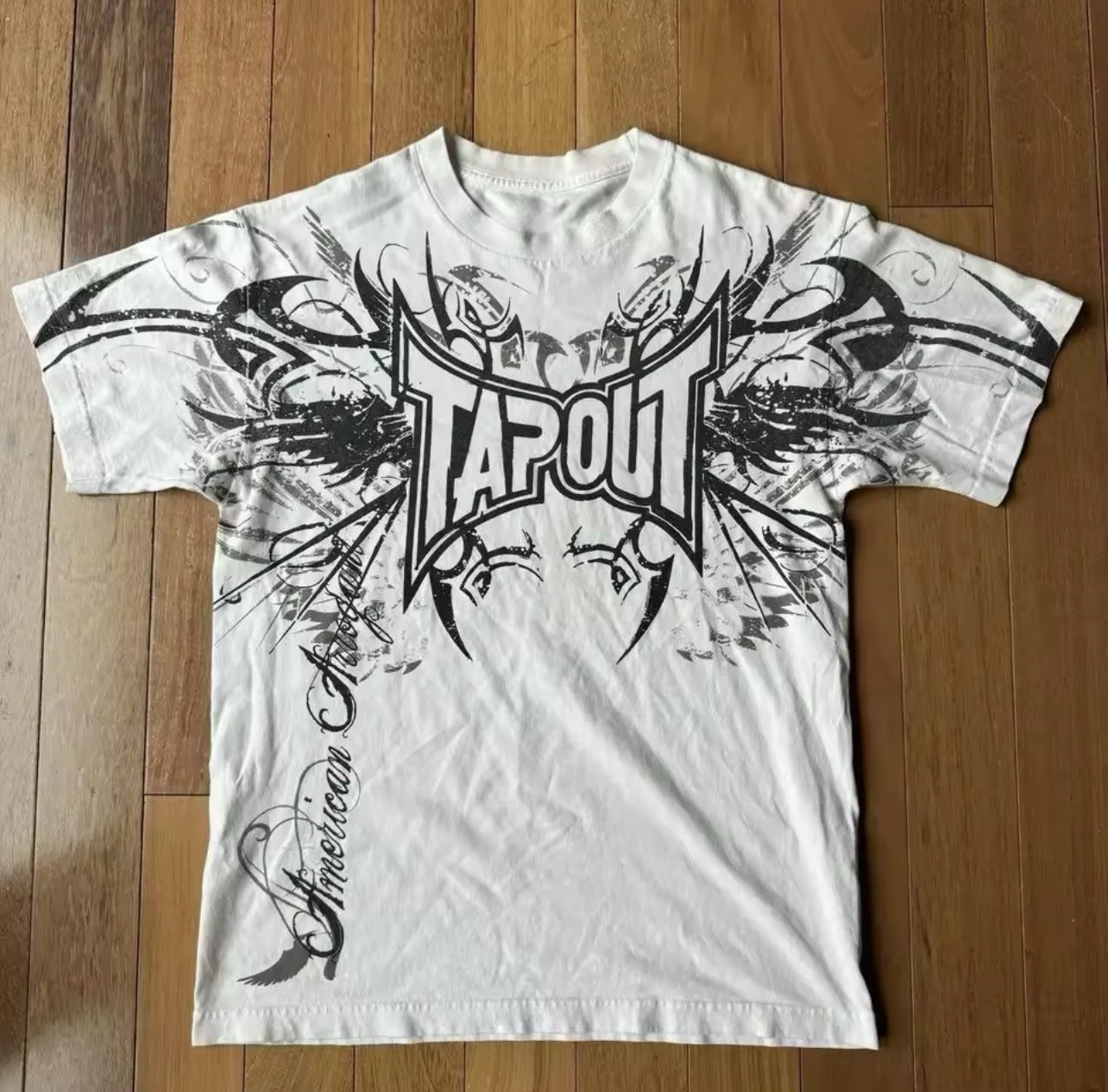 Mens Y2K Gothic Graphic T Shirt Streetwear TAPOUT Wing Grunge Vinatage Tee