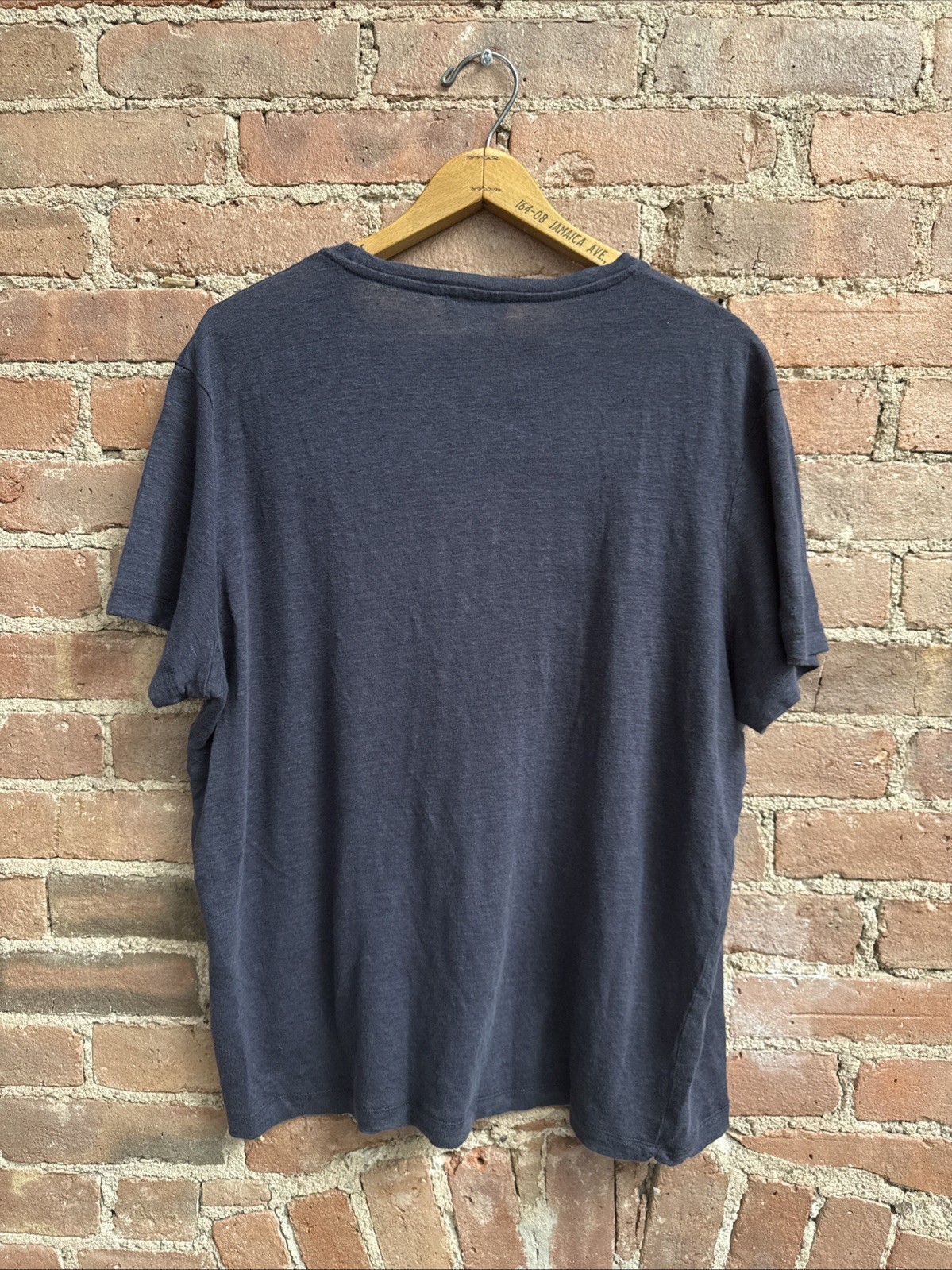 Meriggi Men’s T Shirt, Sz Large, Navy Blue 100% Linen