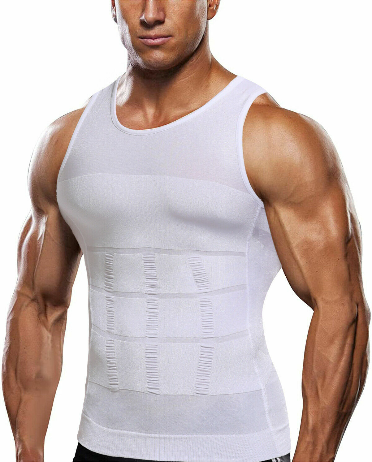 Men Slimming Body Shaper Gynecomastia T-shirt Posture Corrector Vest Compression