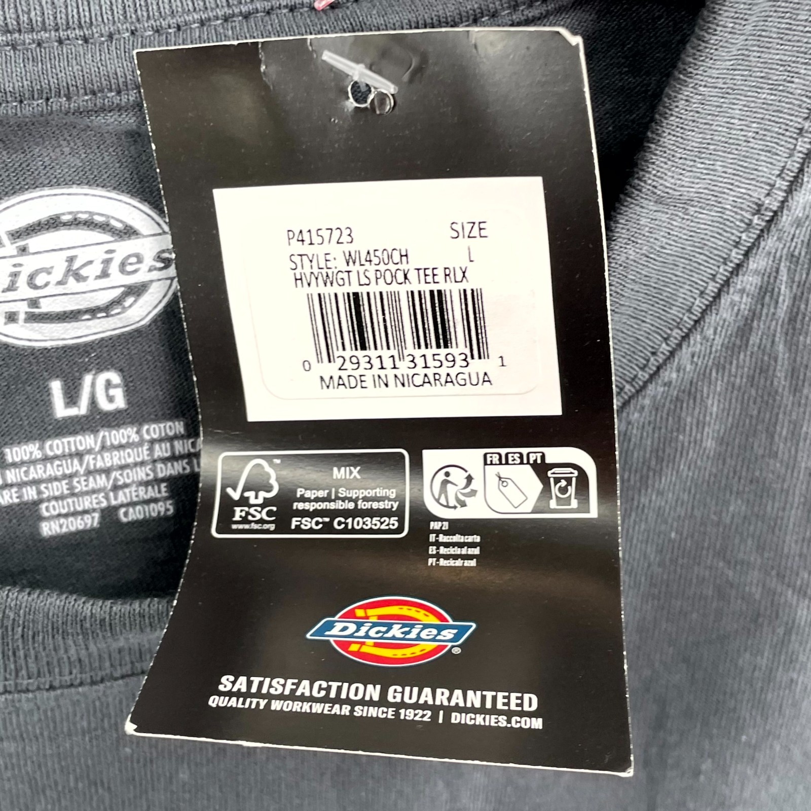 Dickies Heavyweight Pocket Shirt Mens Large Black Skate Skate Gorpcore Workwear