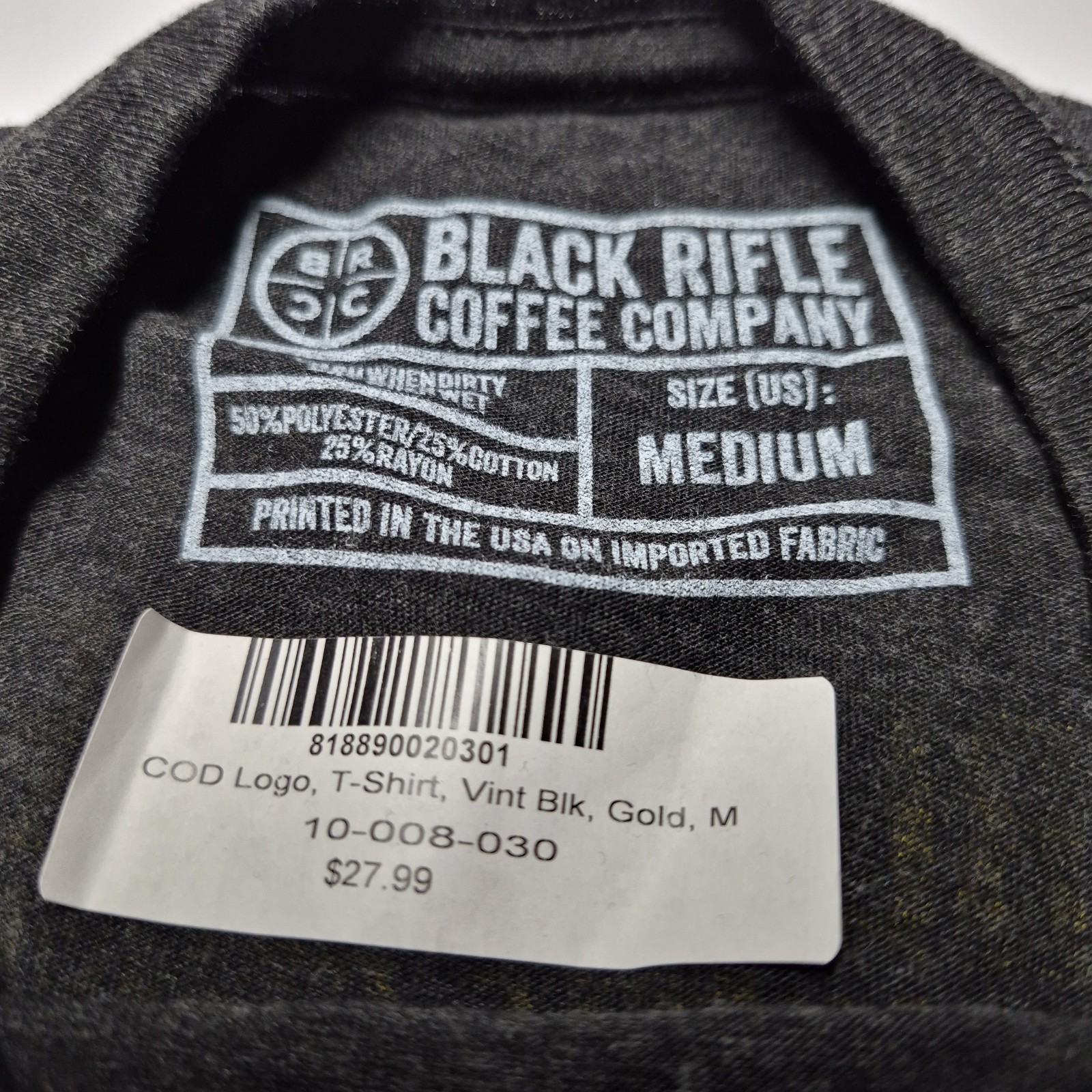 Black Rifle Coffee Company T Shirt Mens Medium Coffee Or Die Vintage Black NWOT
