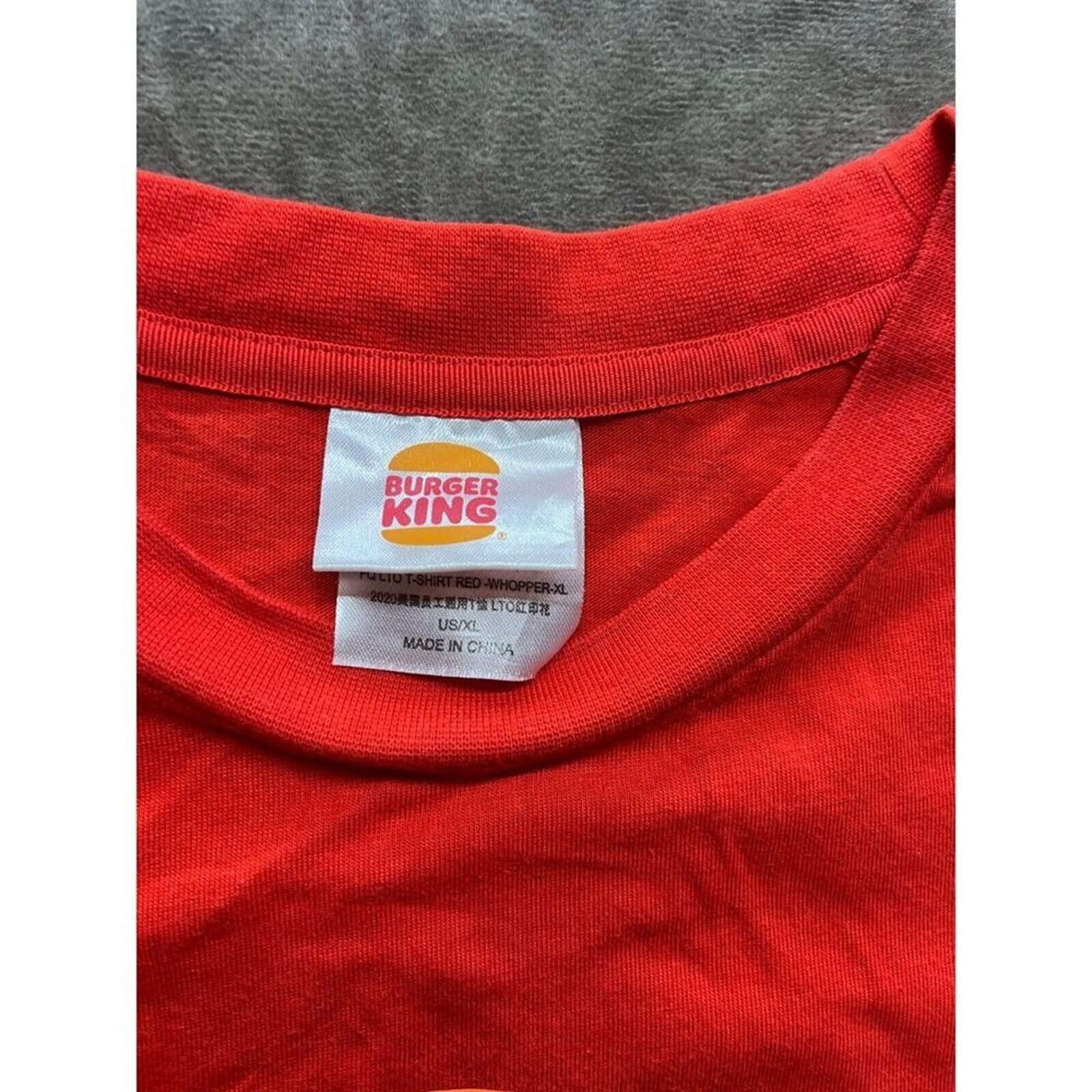 Burger King Whopper T Shirt Work Uniform Employee Orange XL