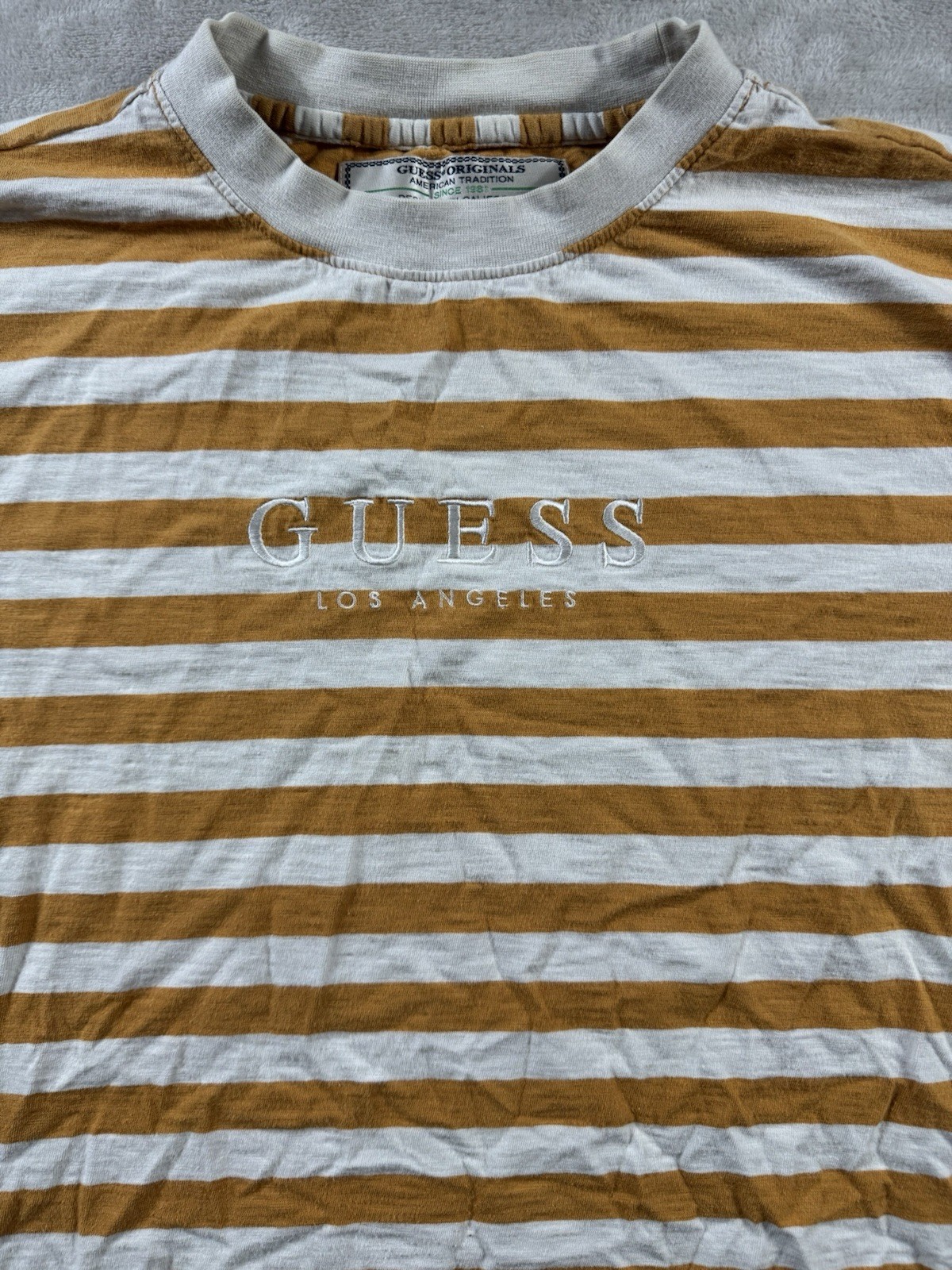 Guess Originals Multicoloured Striped Shirt Size Small Men’s White/ Multicolor