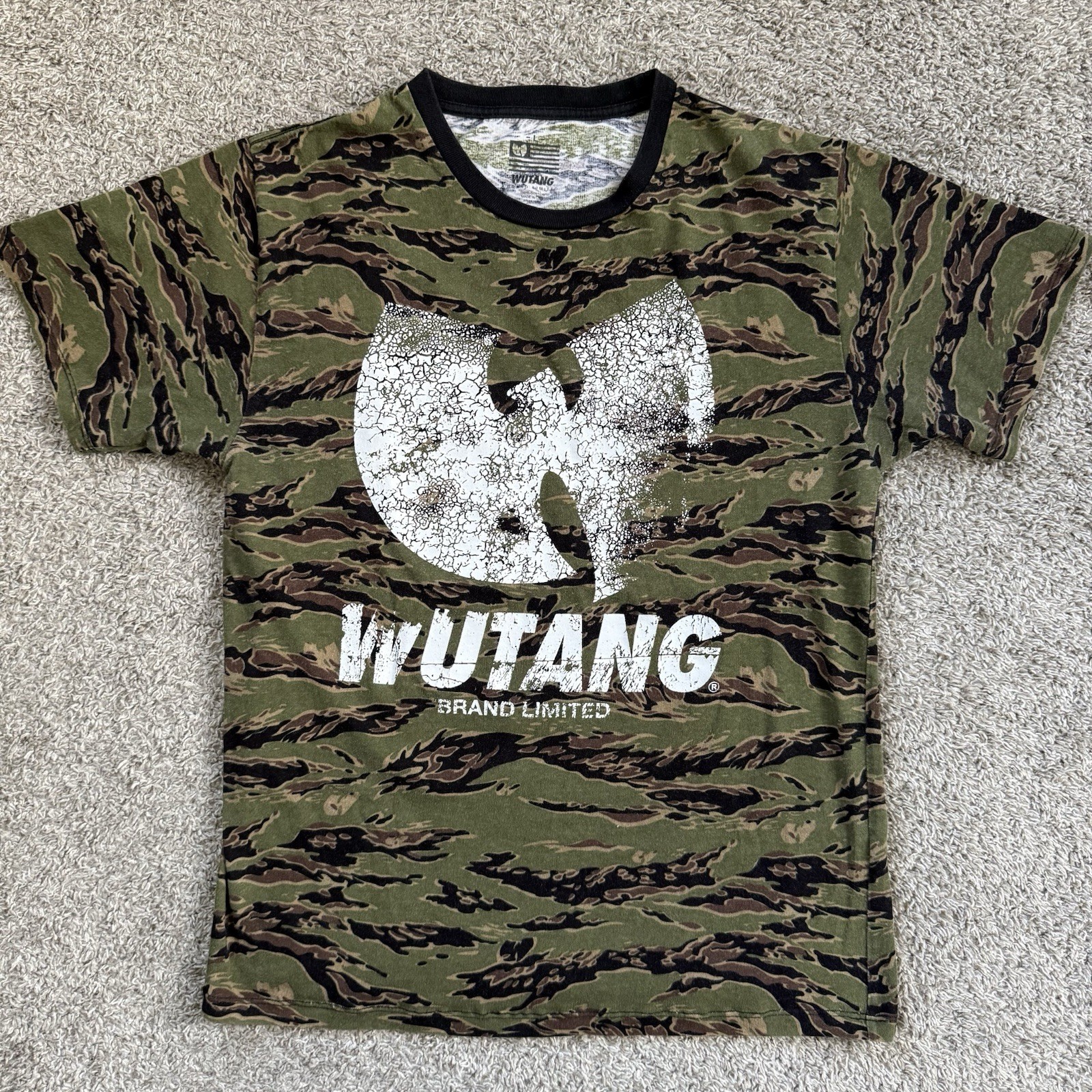 🔴Wu-Tang Shirt Size Large Camouflage Wu Shattered Design WuTang Brand Ltd Rare