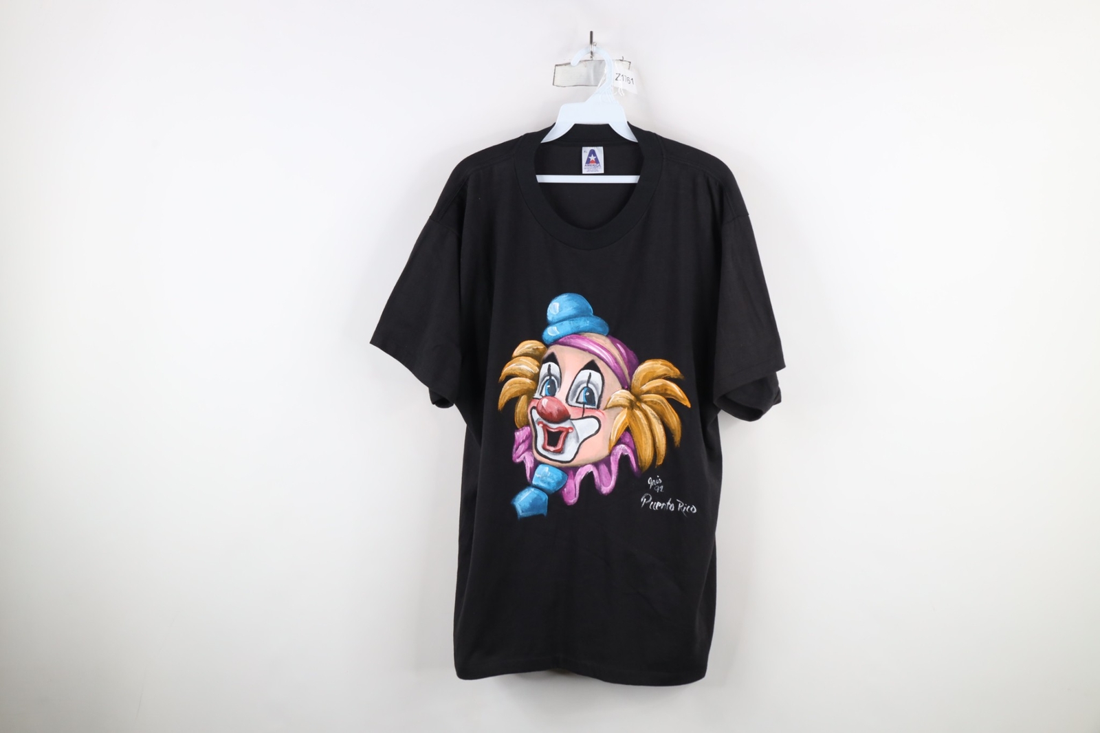 Vintage 90s Streetwear Mens XL Hand Painted Clown Short Sleeve T-Shirt USA