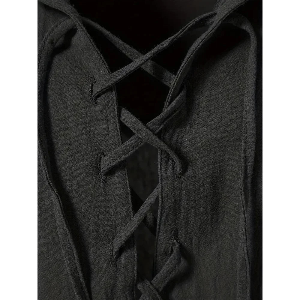 Men’s Retro Cotton Linen Shirt Stylish Pirate V-neck S-XXL Trendy Comfy Gift Tee