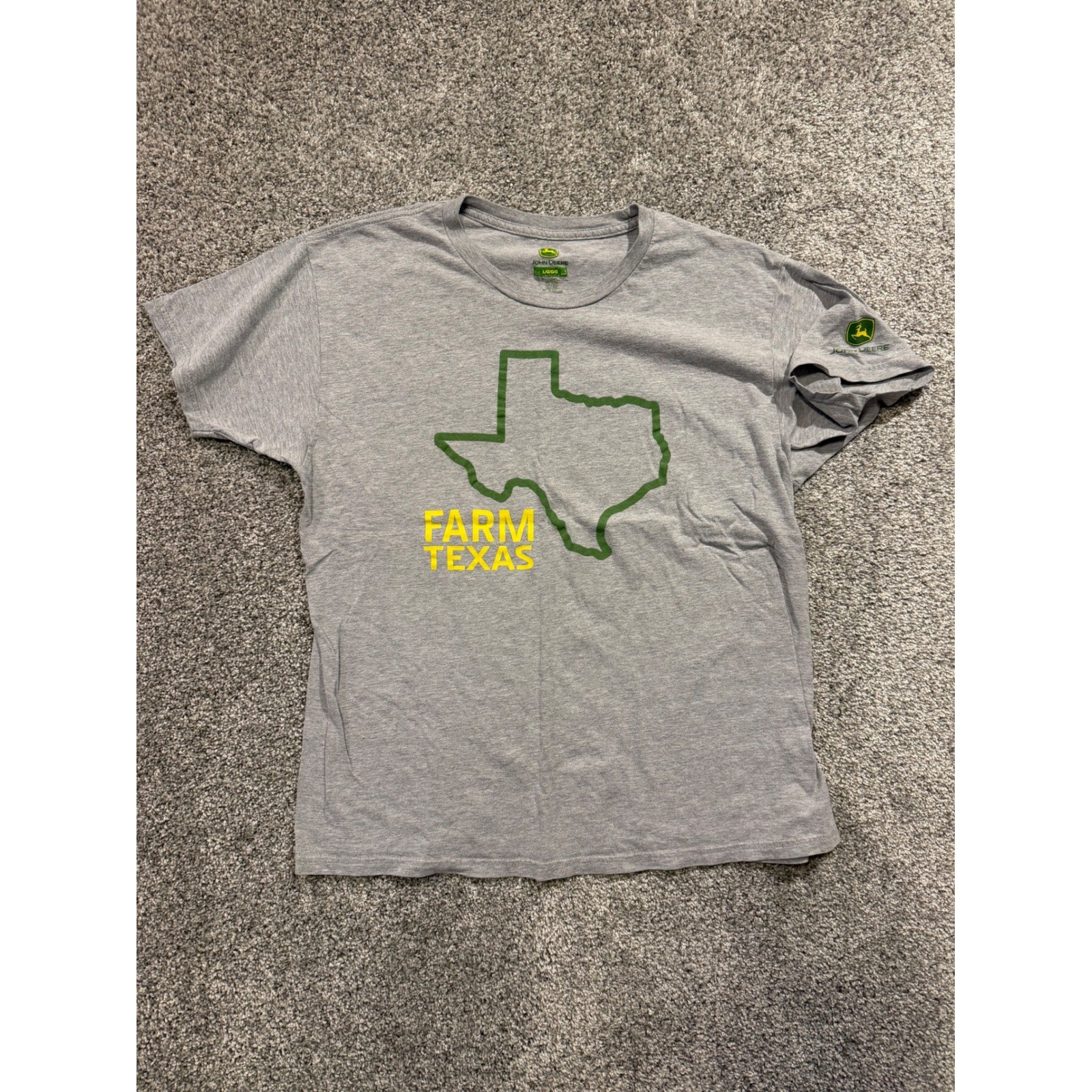 John Deere T-Shirt Mens L Gray Farm Texas Graphic Short Sleeve Crew Neck Cotton