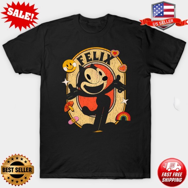 Retro Felix The Cat Cartoon Comedy 90S Vintage Cute Funny Cat 80S T-Shirt S-5XL