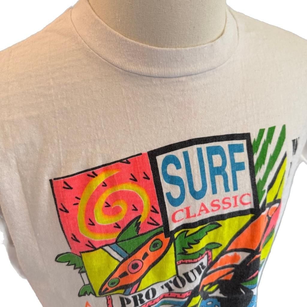 Vintage 90s Wind Surfing Classic Pro Tour Graphic T-Shirt Neon Single Stitch XL